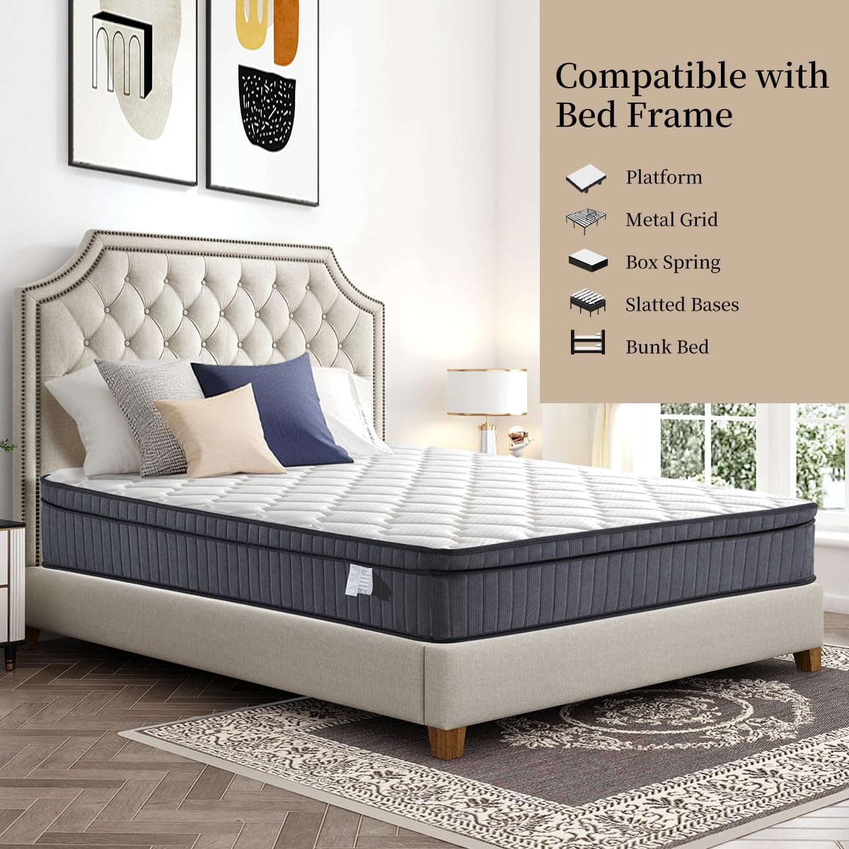 Koladream 12 Inch Full Size Mattress, Memory Foam And Pocket Spring Hybrid Mattress With Plush Feel Zero Pressure Mattresses In