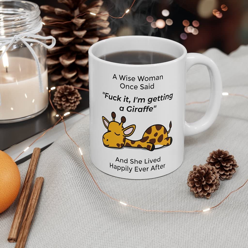 Funny Giraffe Gifts For Women Giraffes Lovers Mom Mug Birthday Gift Mother 'S Day 2024 Christmas Fun Wise Woman Once Said Coffee