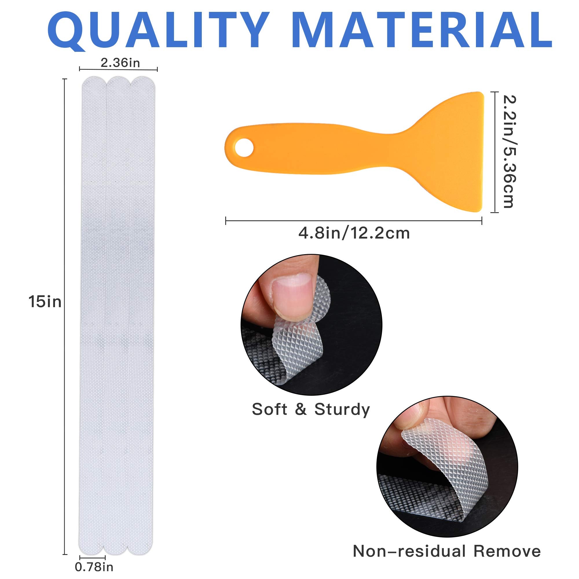 Supkiir Bathtub Non Slip Stickers, 24 Pcs Anti Slip Adhesive Shower Treads With Scraper For Bath, Tub, Shower, Pool, Stairs, Lad