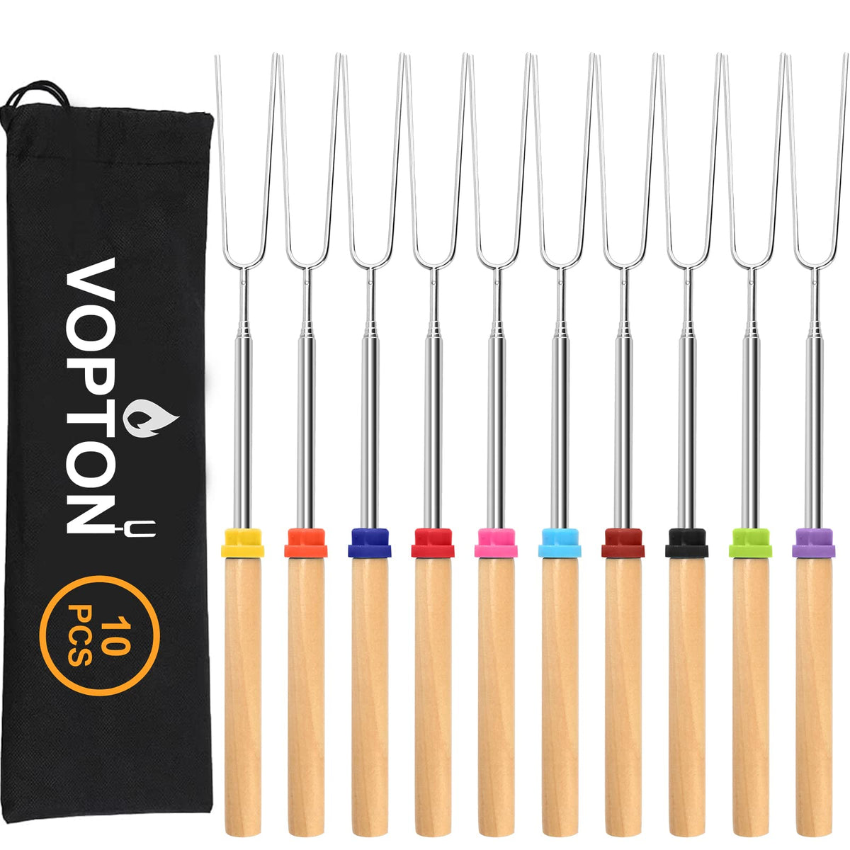 10 Pcs Marshmallow Roasting Sticks For Fire Pit Long 32Inch, Smores Sticks Skewers, Smores Kit For Fire Pit, Premium Telescoping