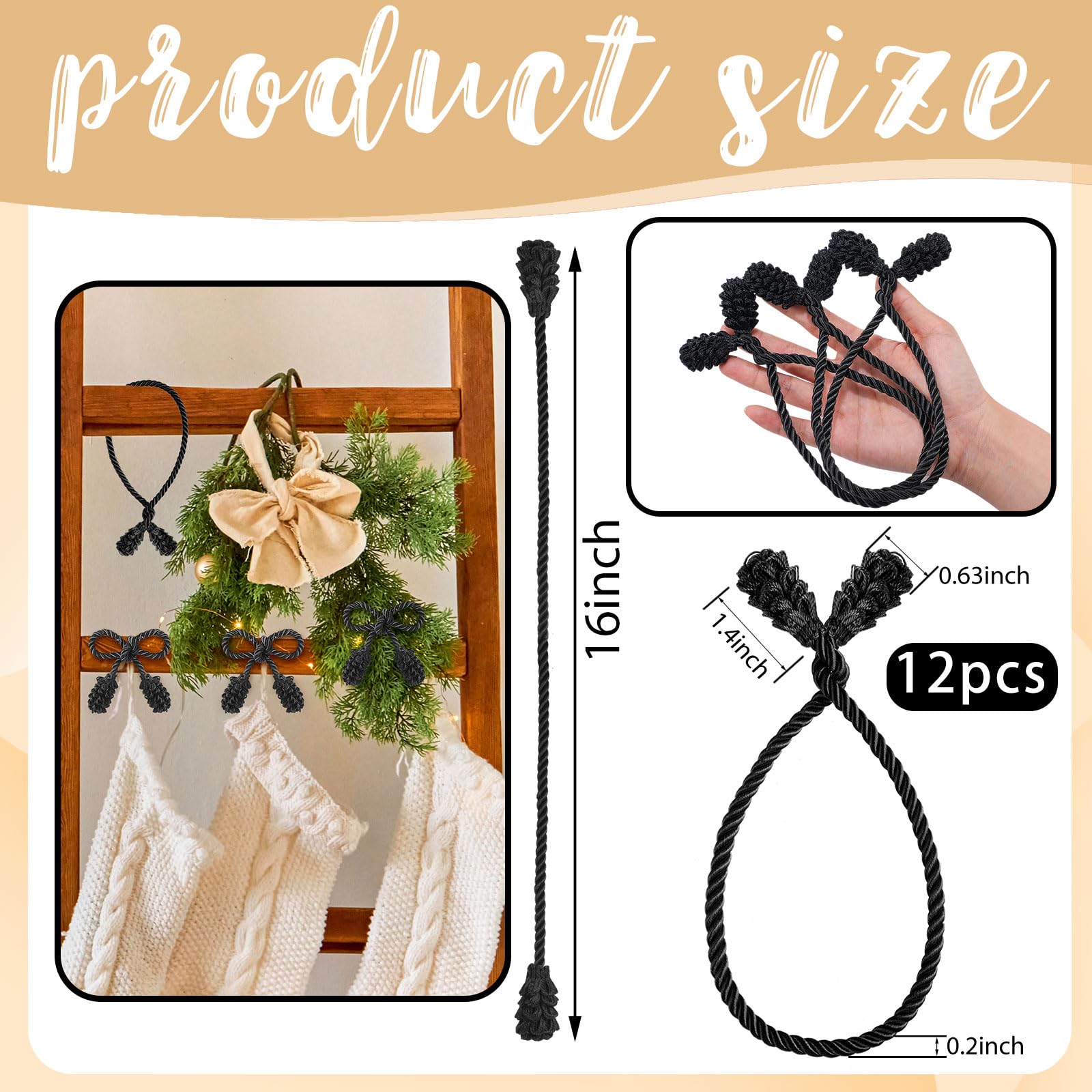 Shappy 12 Pieces Christmas Garland Ties for Banister Christmas Decorative Reusable Flexible Twist Ties for Garland Staircase Hom