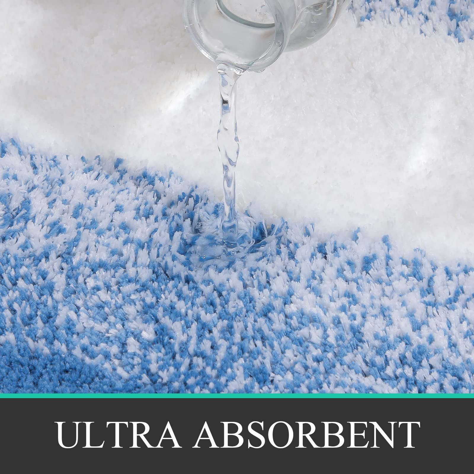 Bsmathom Bathroom Rug Set 3 Piece  Non-Slip Plush Shaggy Bath Mat  Soft and Absorbent Microfiber Bath Rugs for Bathroom  Tub and Shower Machine Washable Blue