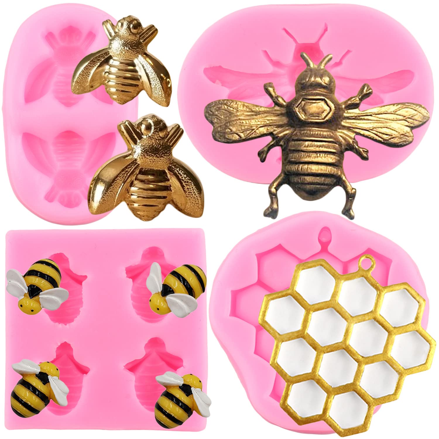 Zixiang Bumble Bee Silicone Mold Honeycomb Fondant Molds Bee Hive Chocolate Molds For Cupcake Cake Decorating Candy Polymer Clay