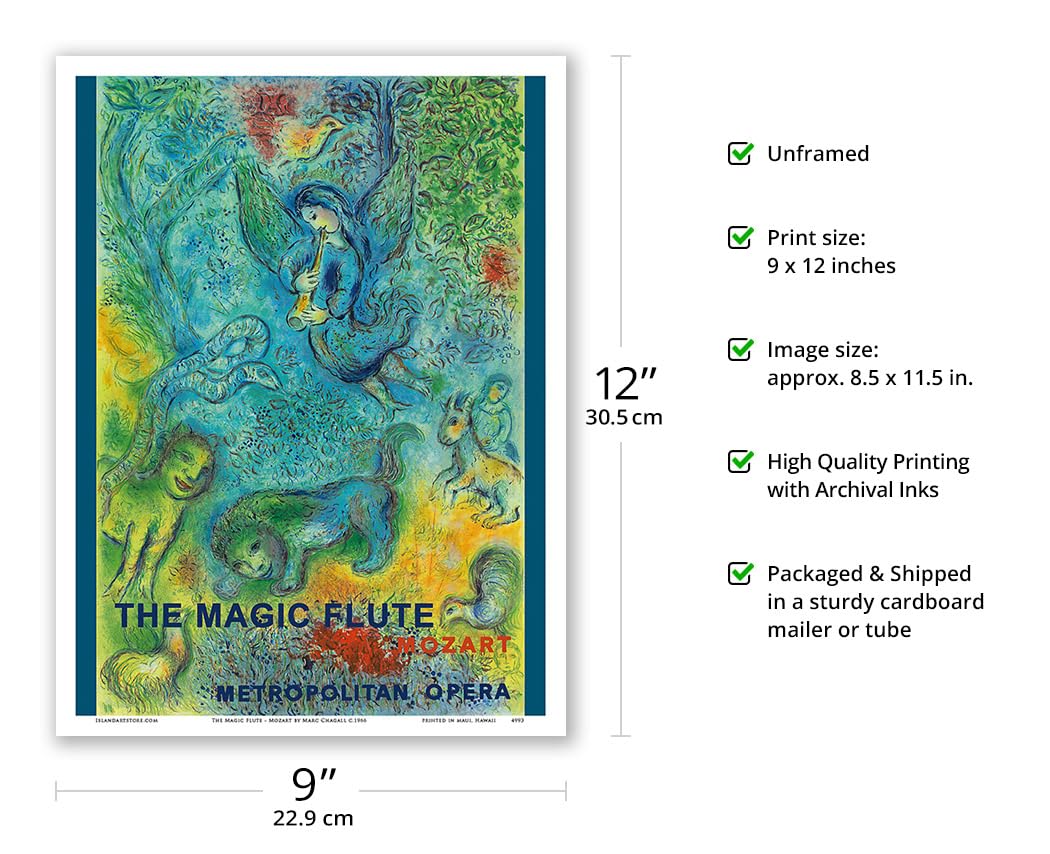The Magic Flute - Mozart - Metropolitan Opera - Vintage Opera Poster By Marc Chagall C.1966 - Master Art Print (Unframed) 9In X