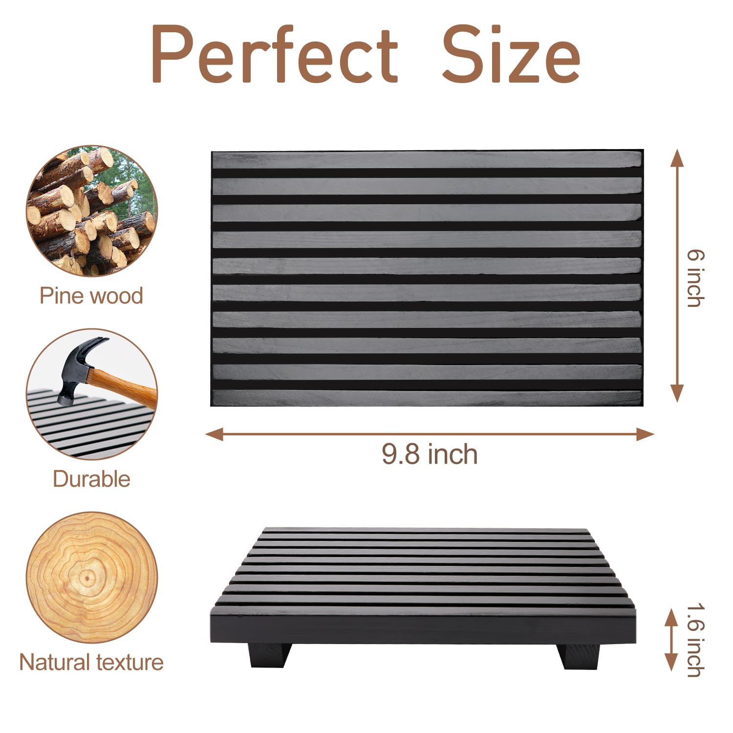 Renawe Black Bathroom Counter Organizer Wooden Display Pedesta Stand Kitchen Countertop Trays Farmhouse Wood Riser Dish Soap Dis