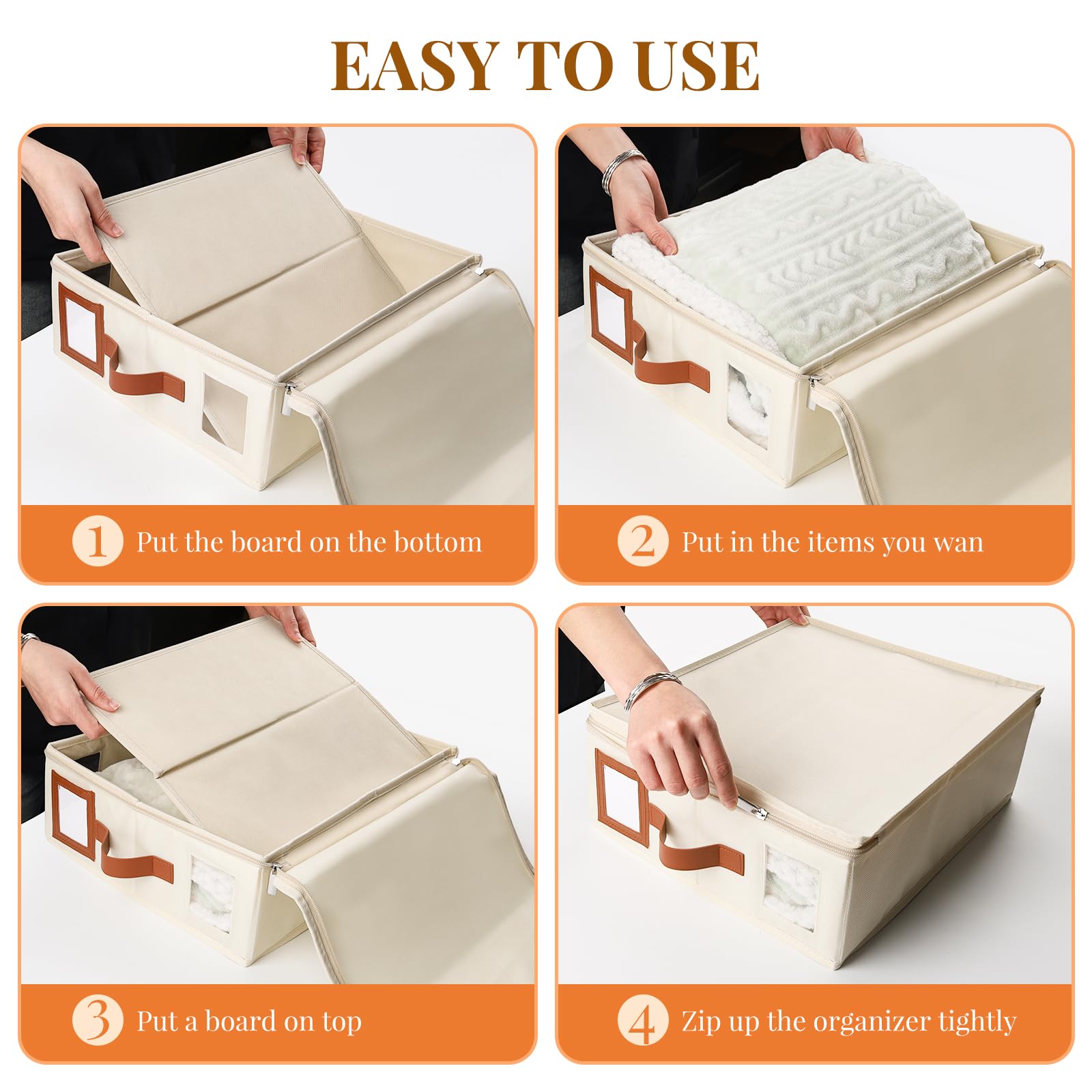 6 Pack Sheet Storage Organizer (King & Queen Size), Foldable Bed Sheets Set Organizers and Storage Organizers with Window, Foldi