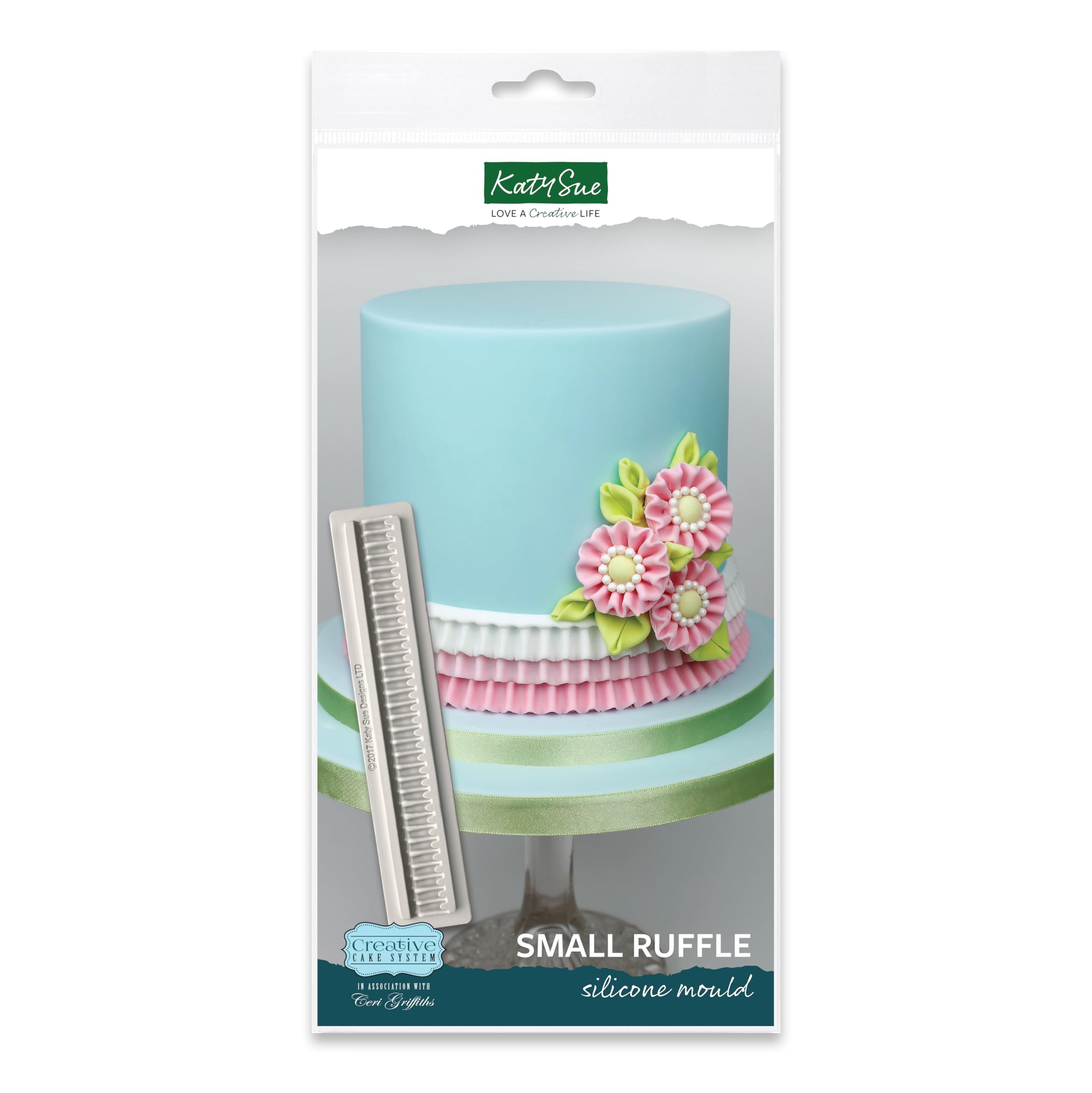 Katy Sue Small Ruffle Silicone Mold For Lambeth Style Cake Decorating - Ruffle Size 7.9 X 0.7 X 0.2 Inches