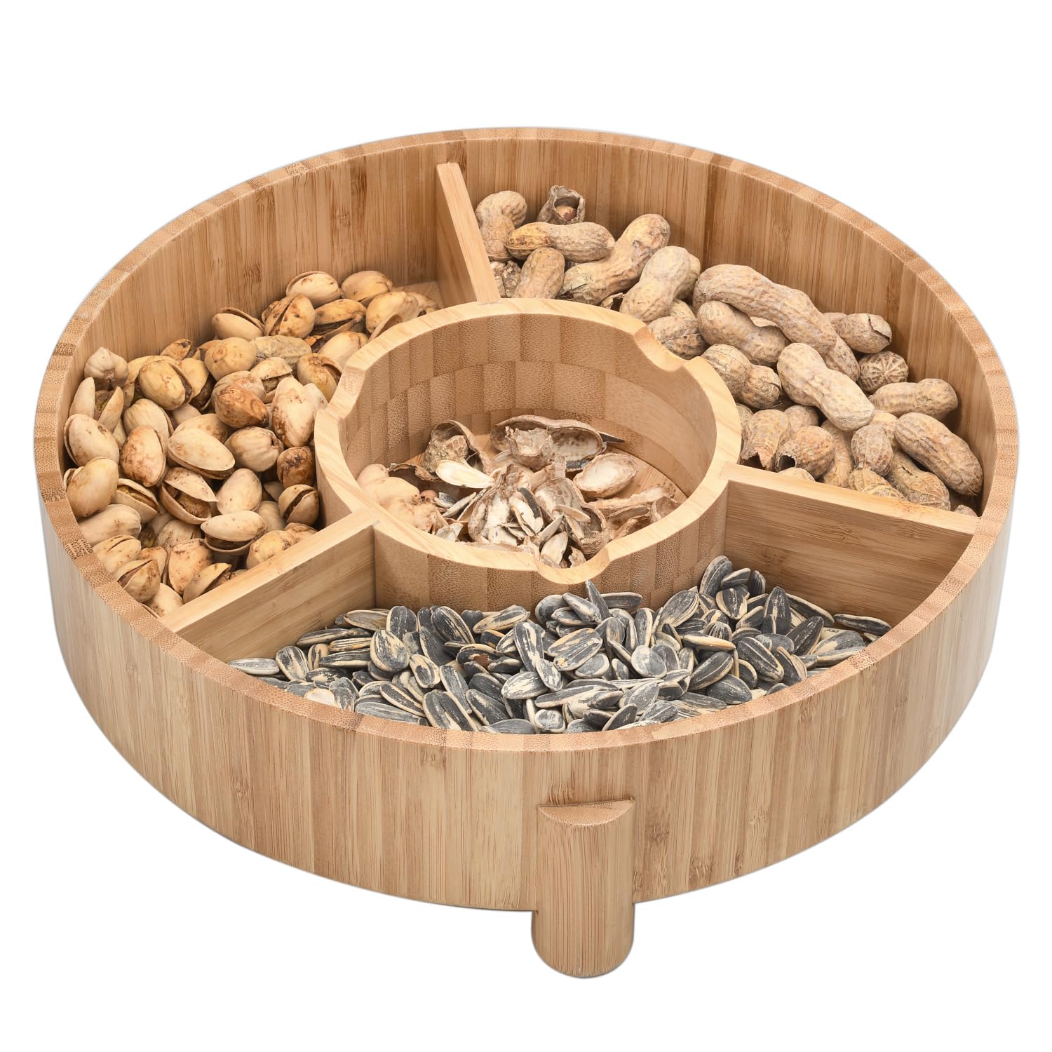 Mobilevision Bamboo Dish Snack Bowl For Pistachios, Peanuts, Sunflower Seeds, Fruit, Olives, Edamame & More Serving Dish For Ent