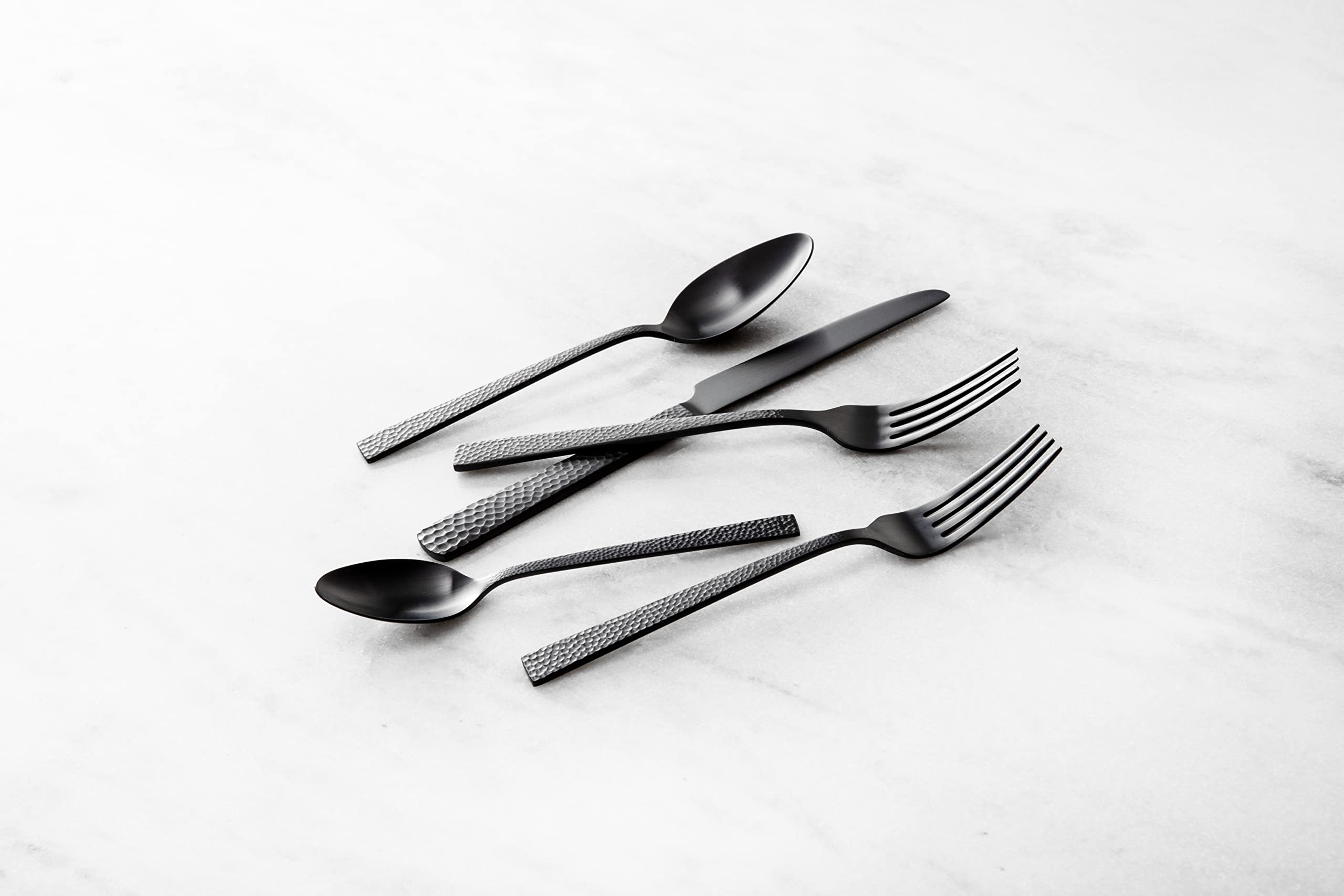 Fortessa Nomad Stainless Steel Flatware, Brushed Matte Black, 20 Piece Place Setting, Service For 4