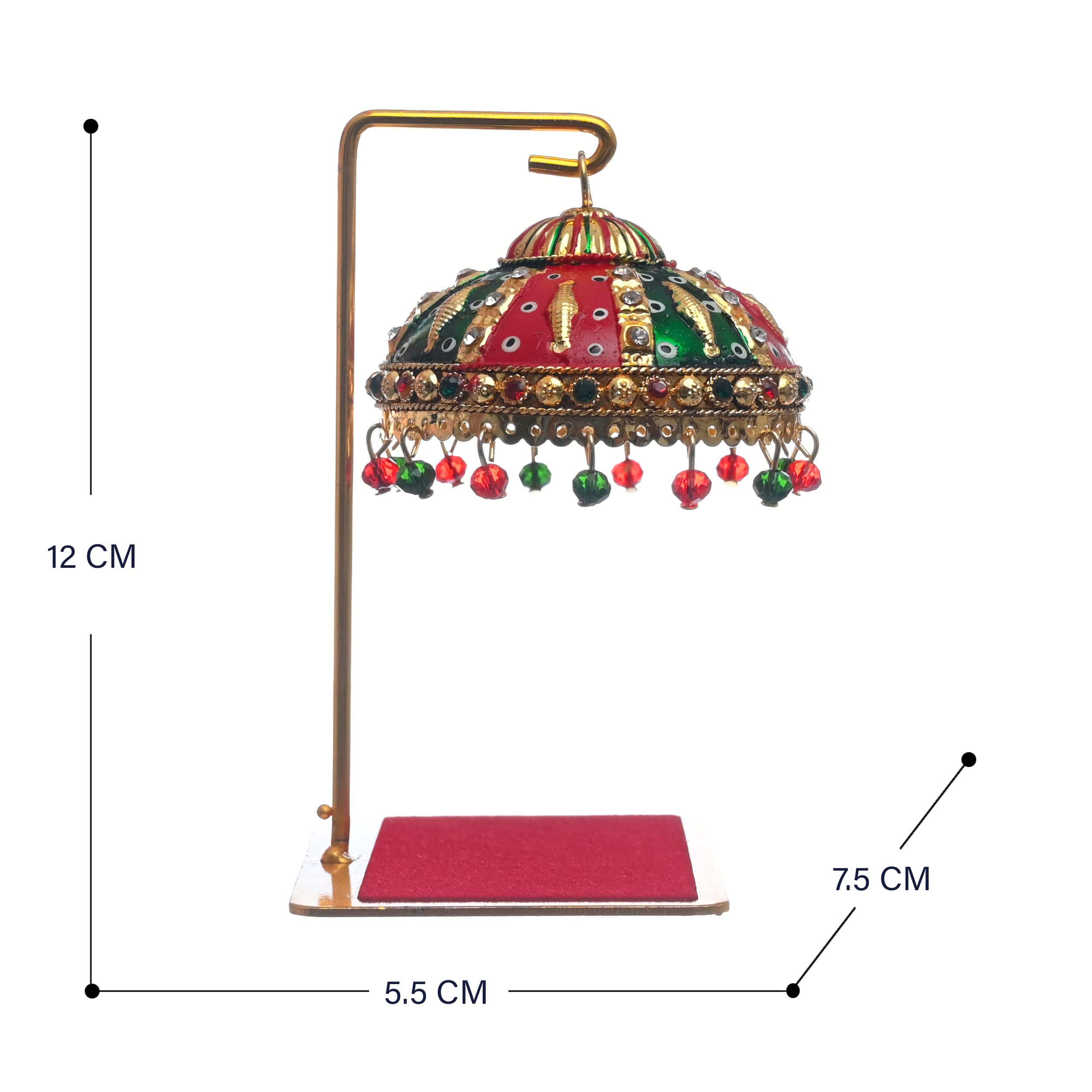 Tej Gifts Metal Umbrella Chhatra With Hanging Crystals For Action God Idol, Car Dashboard/Office Desk/Table/Home Decor Showpiece