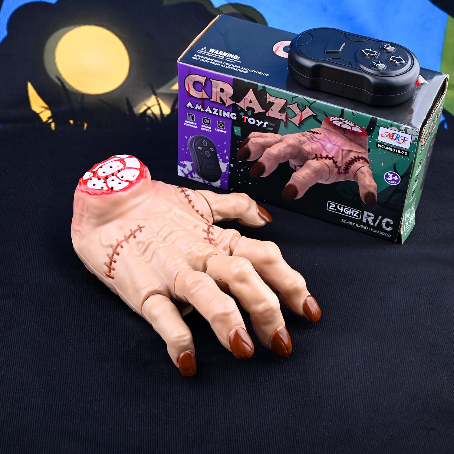 QNGCOLRCY Halloween Animatronic Crawling Thing Hand - Sound-Activated Creepy Motion & Effects for Haunted House, Wednesday Costu
