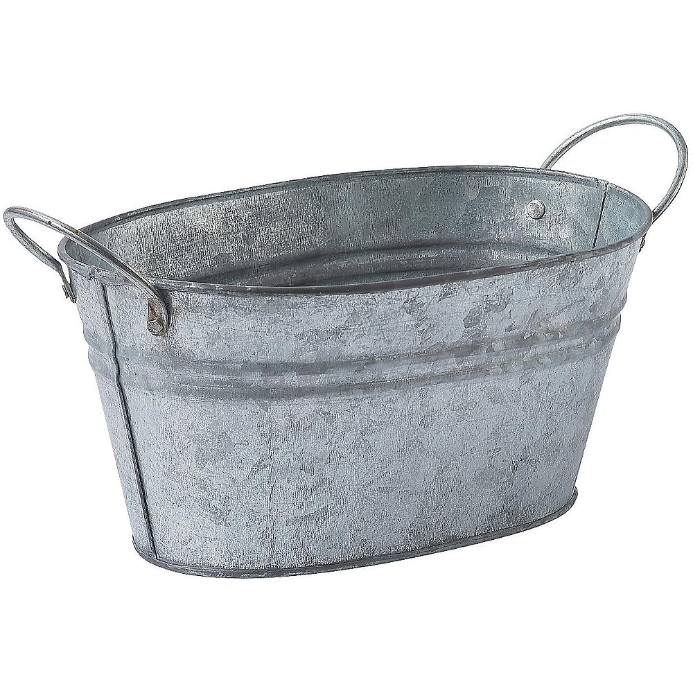 Galvanized Oval Bucket Container Centerpiece 5 x 9 - Rustic Wedding and Home Decor