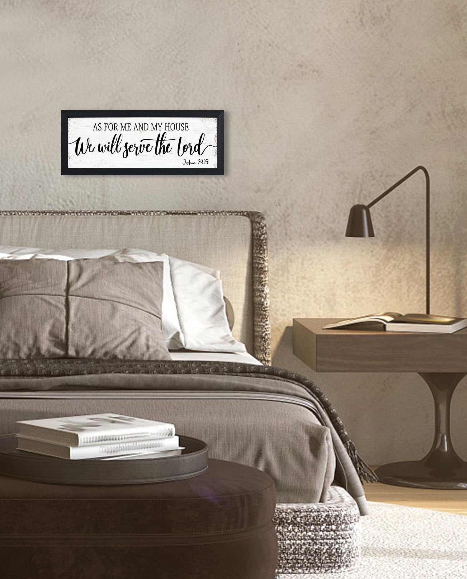As For Me And My House We Will Serve The Lord Sign: Bible Verse Sign Christian Wall Art Framed Small Plaque Rustic Family Signs