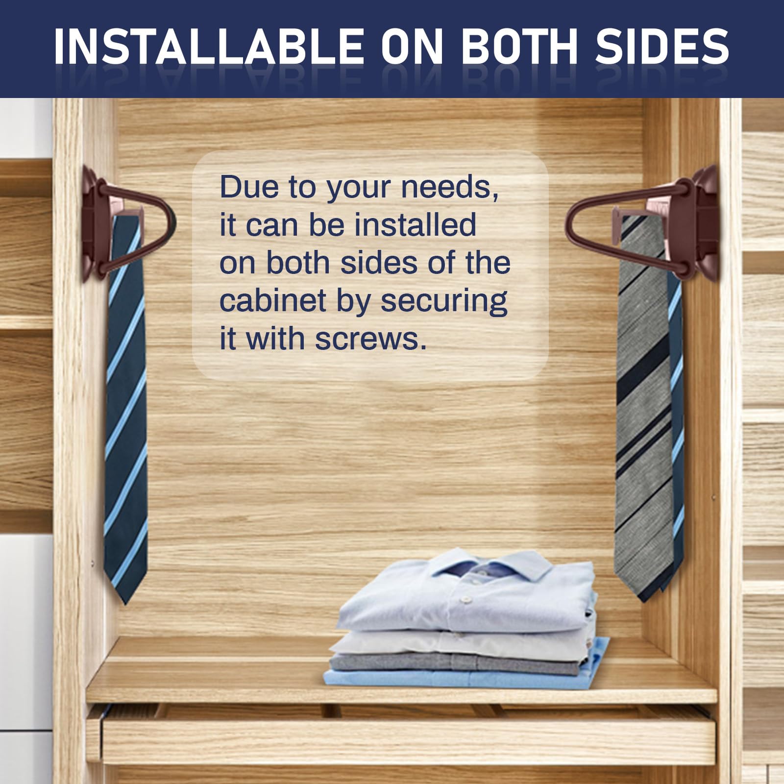 Sliding Tie Racks For Closet, 20 Tie Hanger For Men Pull Out Belt Hanger For Closet Storage Organizer With Slider, Side Mount Cl