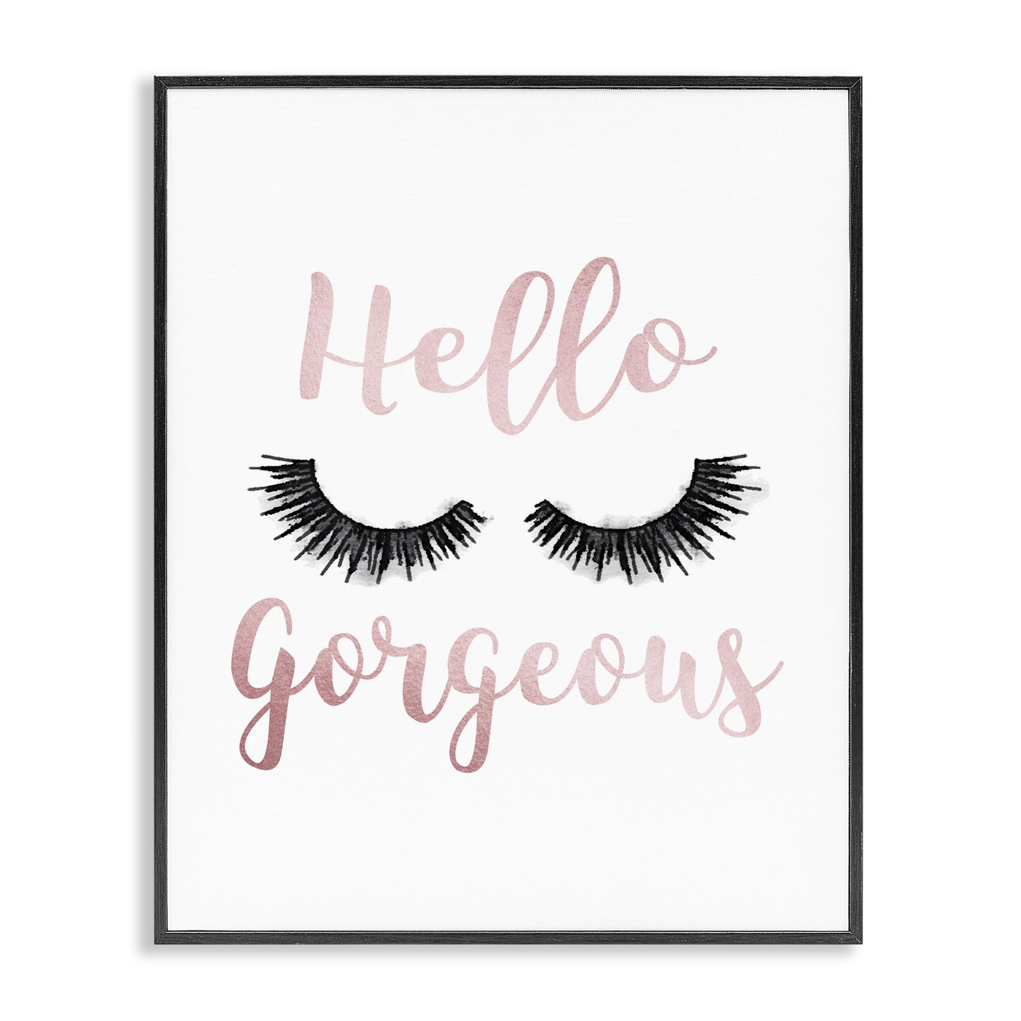 Stupell Industries Hello Gorgeous Eyelashes Typography Black Framed Wall Art, 24 x 30, Design by Artist Amanda Greenwood