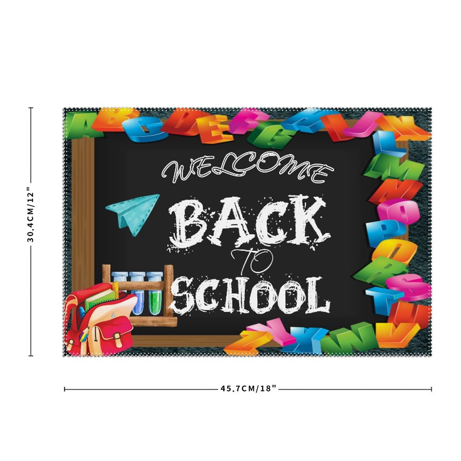 Welcome Back To School Placemat Set Of 4 Blackboard Pad Placemat Heat Resistant Washable Table Mats Non-Slip Stain Resistant Pad