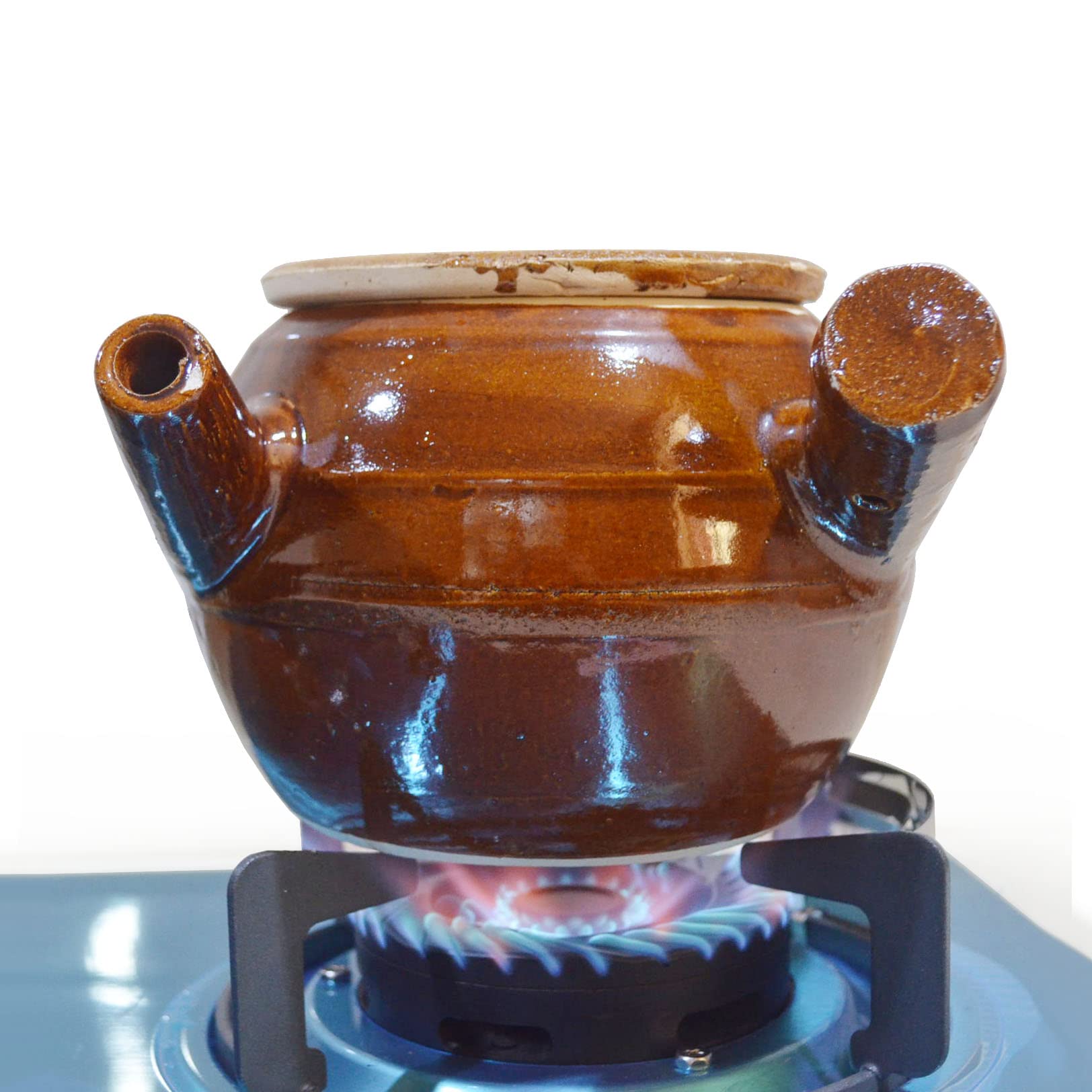 Casserole Clay Pot 120oz Heatresistant Handmade Earthen Cooking Serving with Lid Soup Spout (3600ml)