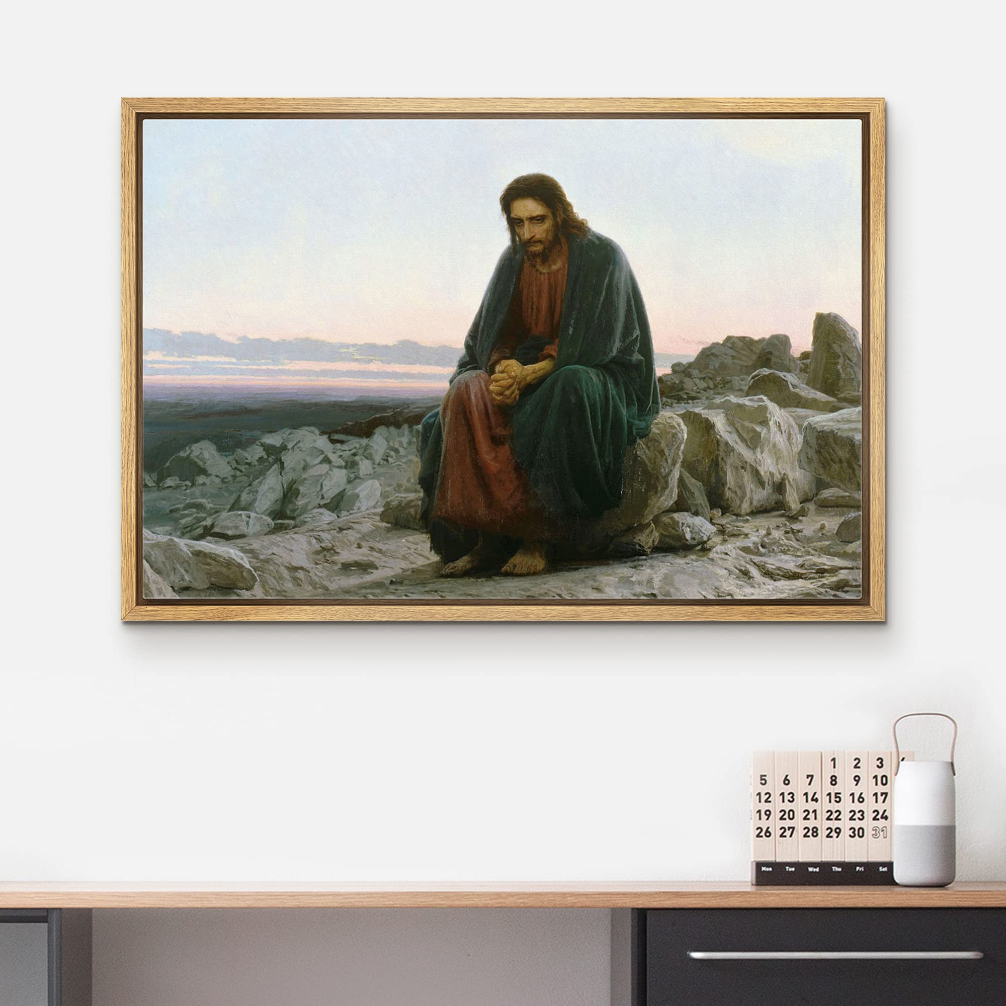 Wall26 Framed Canvas Print Wall Art Jesus Christ In The Desert By Ivan Kramskoi People Historic Illustrations Fine Art Tradition