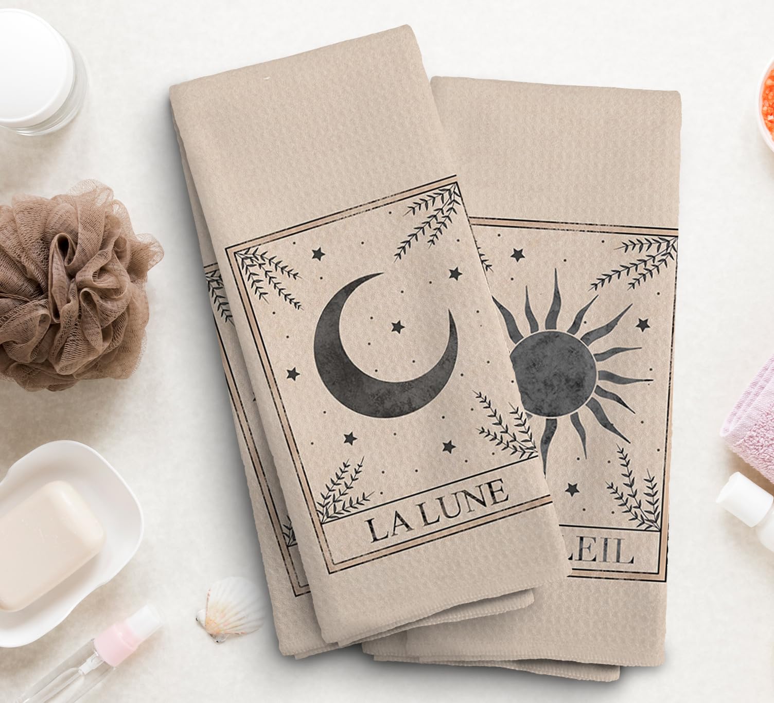 Noql Boho Hand Towels, Celestial Sun And Moon Decor, Mystical Tarot Cards Kitchen Towels, Kitchen Towels Boho, Gifts For Women M