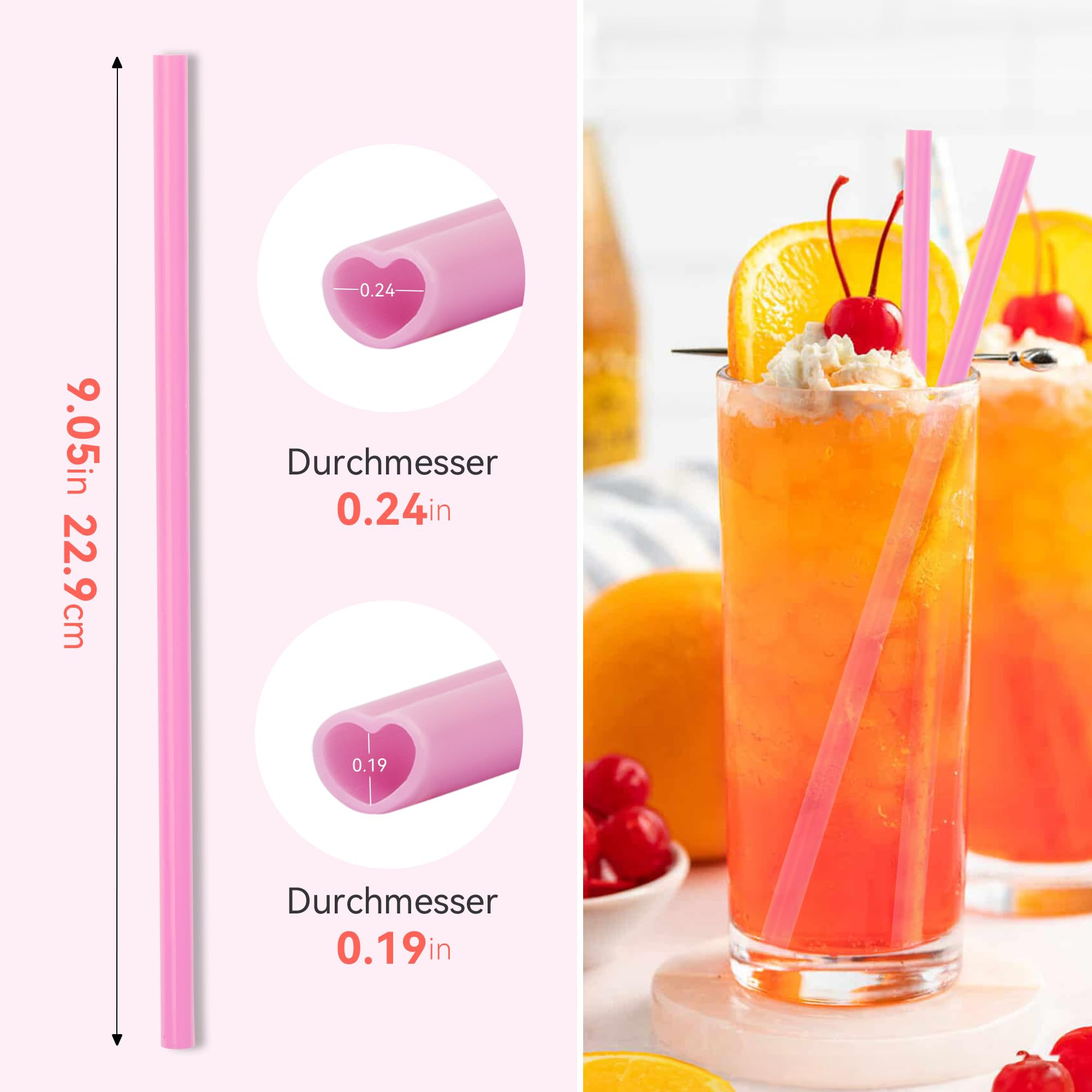Prurex 200 Pcs Heart Disposable Drinking Straws For Romantic Celebrations, Valentines Straws For Parties And Special Occasions (
