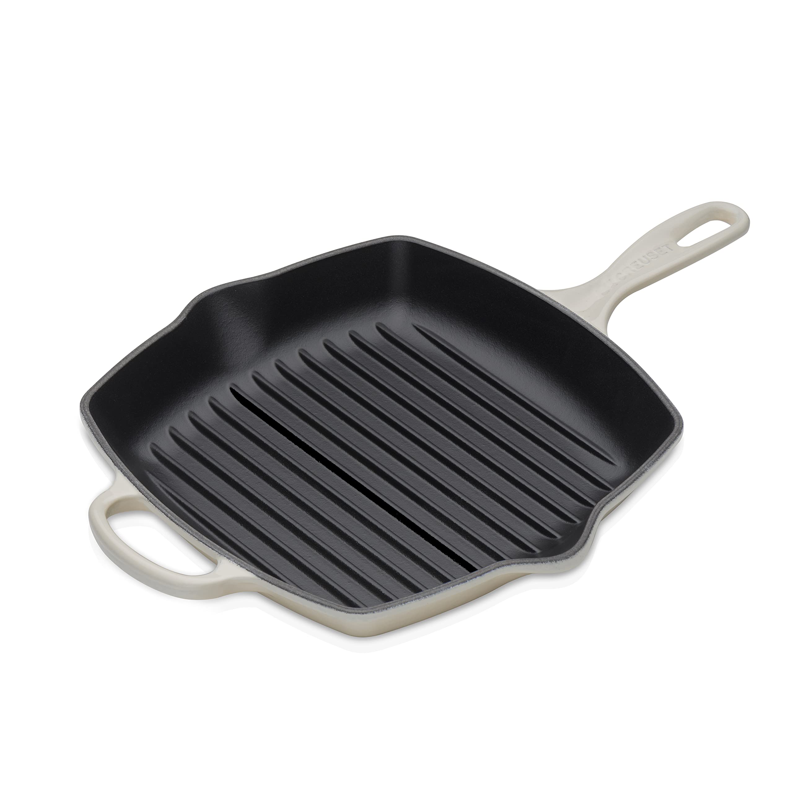 Le Creuset Enameled Cast Iron Signature Square Skillet Grill, 10.25, Meringue