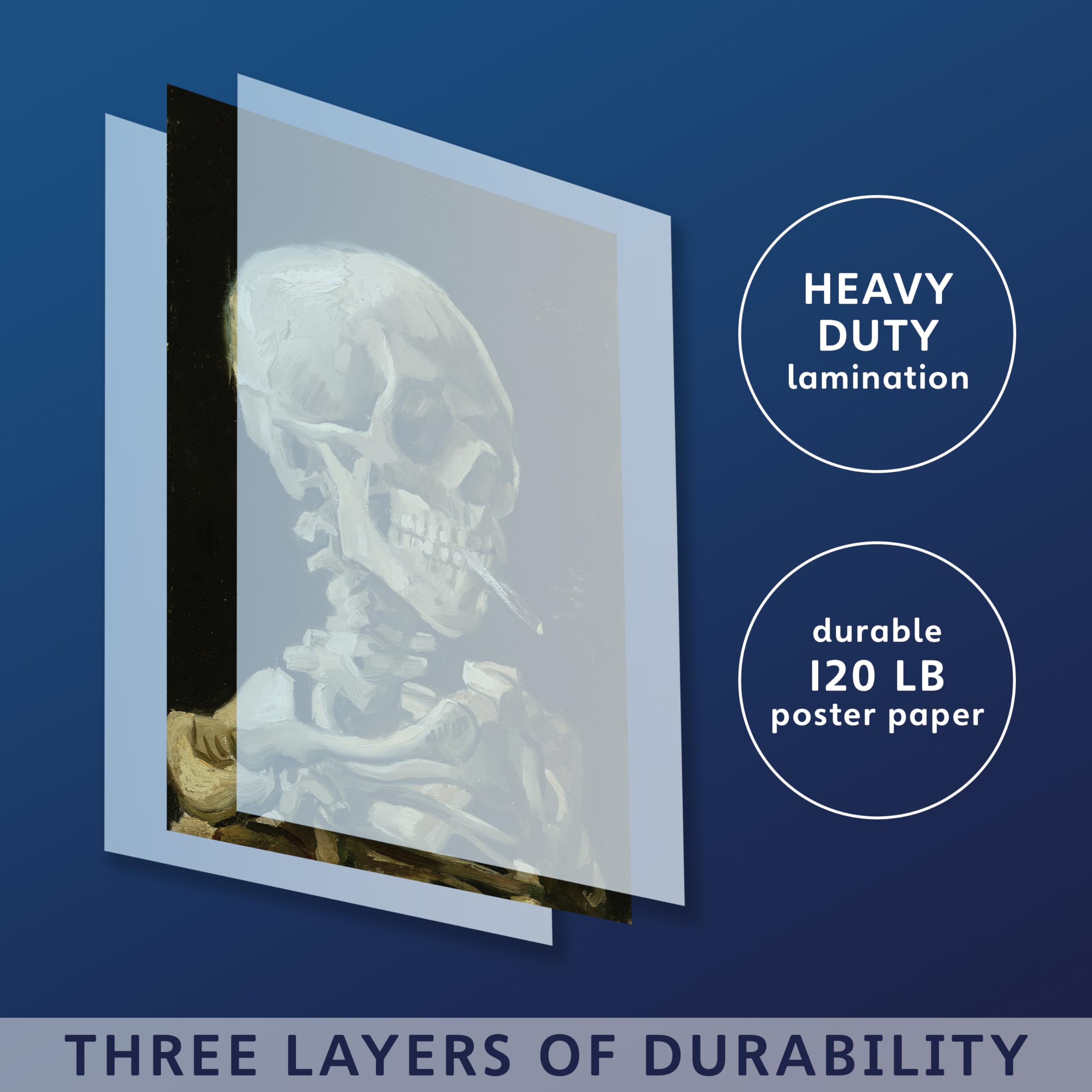 3 Pack of Posters: Vincent Van Gogh Skeleton + The Old Guitarist by Pablo Picasso + The Great Wave Off Kanagawa by Katsushika Hokusai - Set of 3 Fine Art Prints (LAMINATED  18'' x 24'')