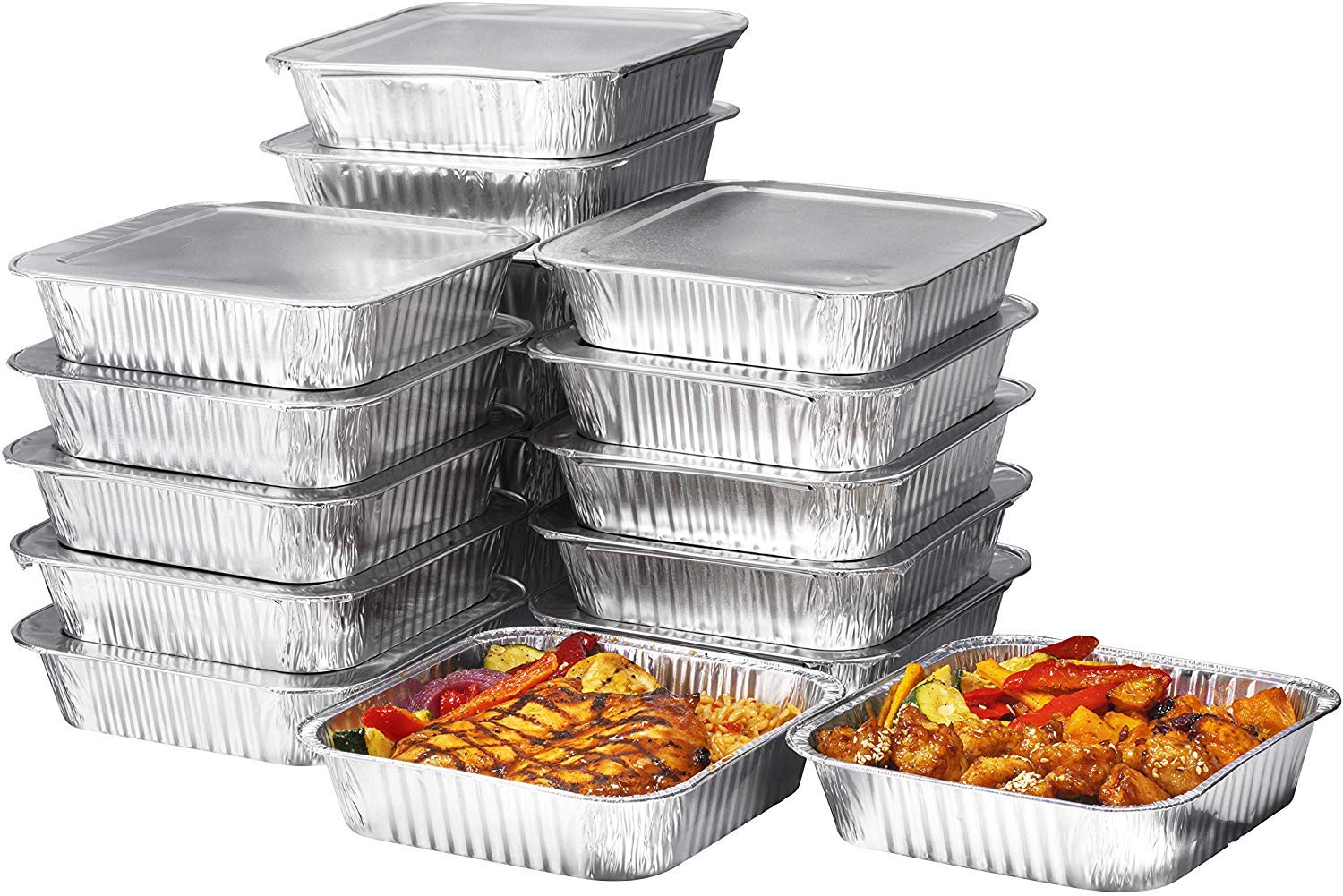 8X8 Disposable Aluminum Pans With Lids - 50 Pack Foil Pans For Cooking, Baking Cakes, Roasting & Homemade Breads - Disposable Fo
