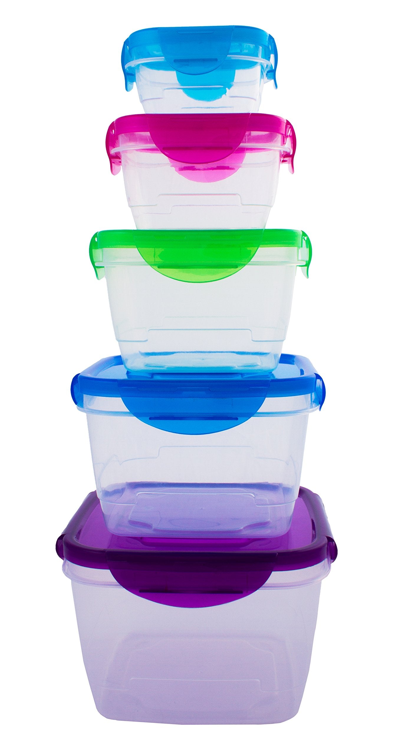 Imperial Home 10 Pc Food Storage Set, Plastic Containers For Food, Airtight Lock Lids, Reusable, Microwave, Refrigerator, & Free