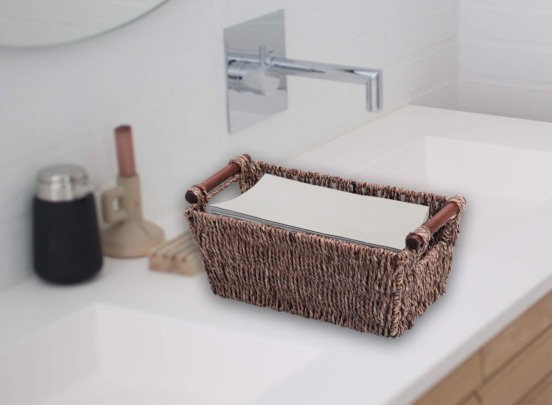 Vintiquewise Seagrass Counter-Top Basket Great For Folded Paper Towel