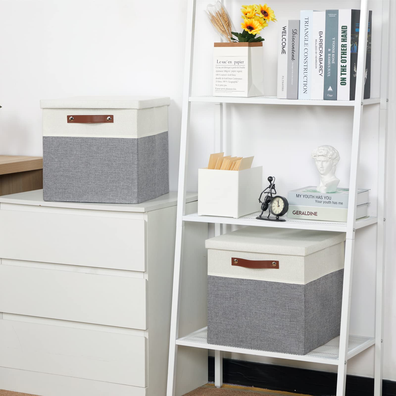 Temary Cube Storage Bins With Lids For Organizing Clothes, [2-Pack] Foldable Storage Boxes With Handles, Closet Storage Baskets