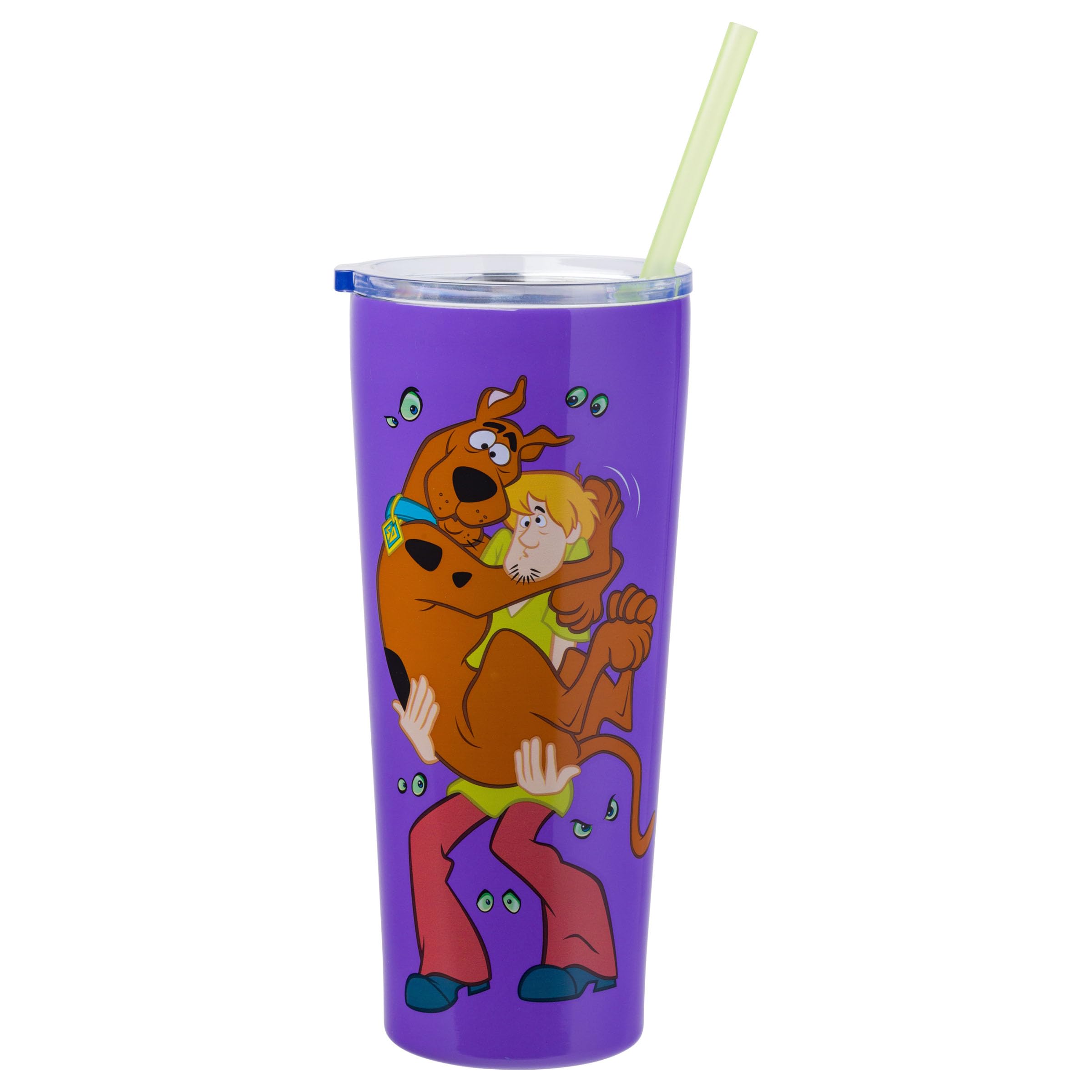Silver Buffalo Scooby Doo Where Are You Featuring Shaggy Double Walled Stainless Steel Tumbler with Straw, 22 Ounces