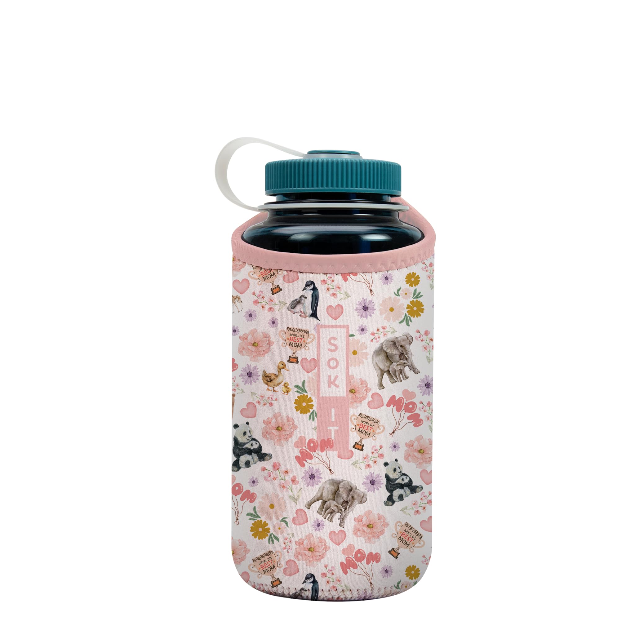 Sok It BotlSok Water Bottle Sleeve Insulated Neoprene Cover (Wild About Mom, Fits 32oz Nalgene)