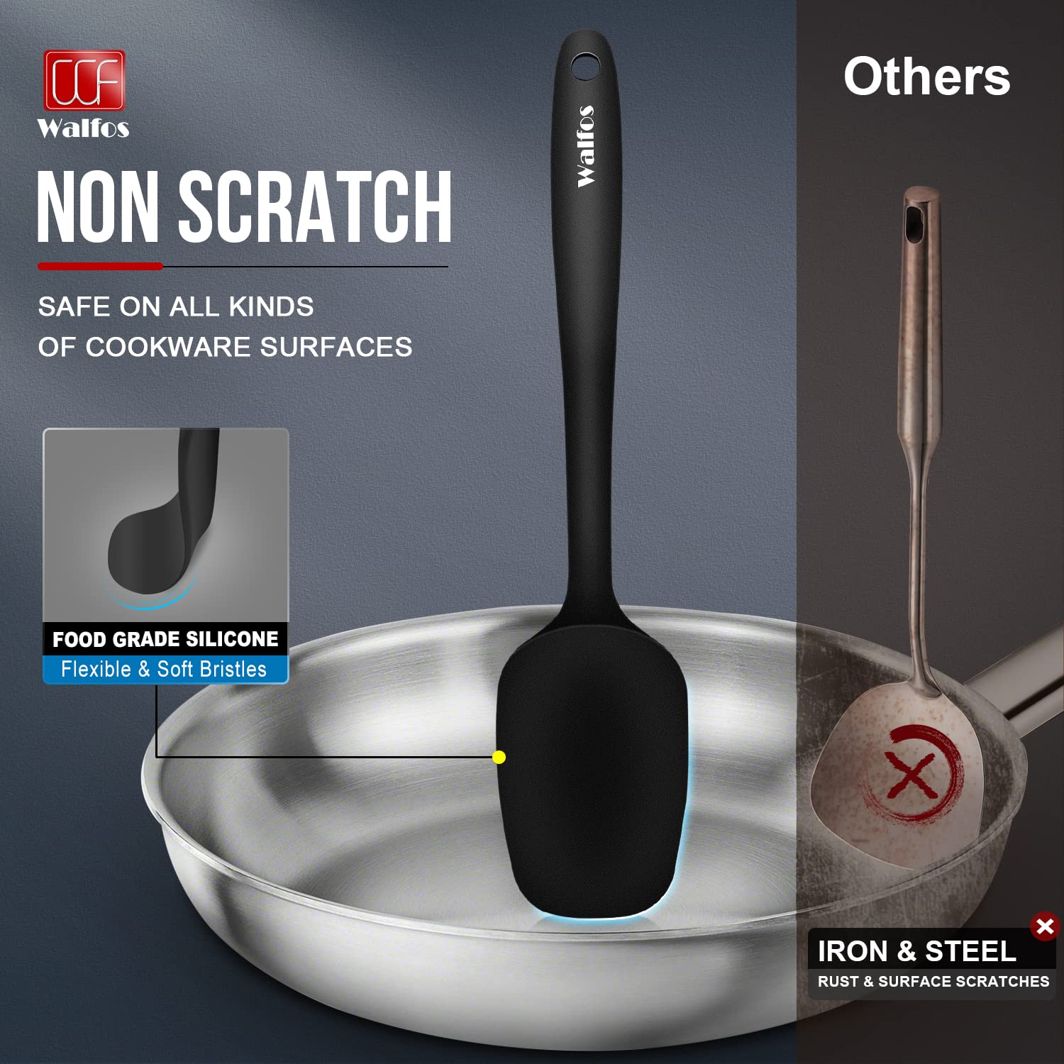 Walfos Mini Silicone Spatula Set Of 3(600F), Heat Resistant Small Kitchen Silicone Spatulas, Strong Steel Core And One-Pieces Se