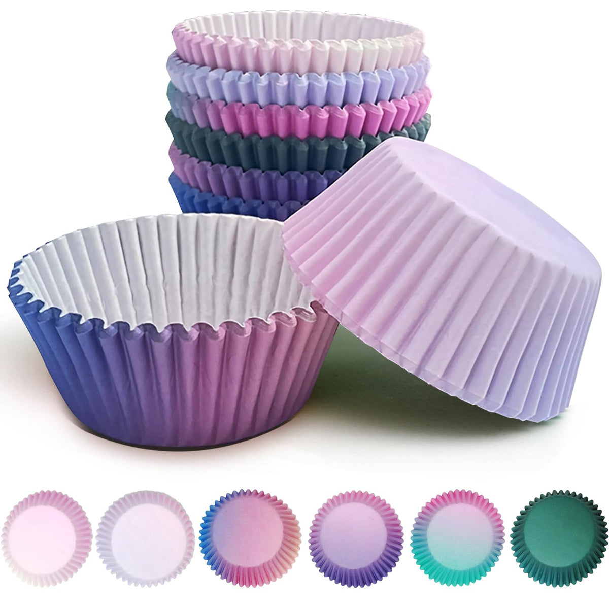Qiqee 300-Count Cupcake Liners Standard Cupcake Cups 6 Design Cupcake Papers Baking Cups Cupcake Wrappers (Standard Size)