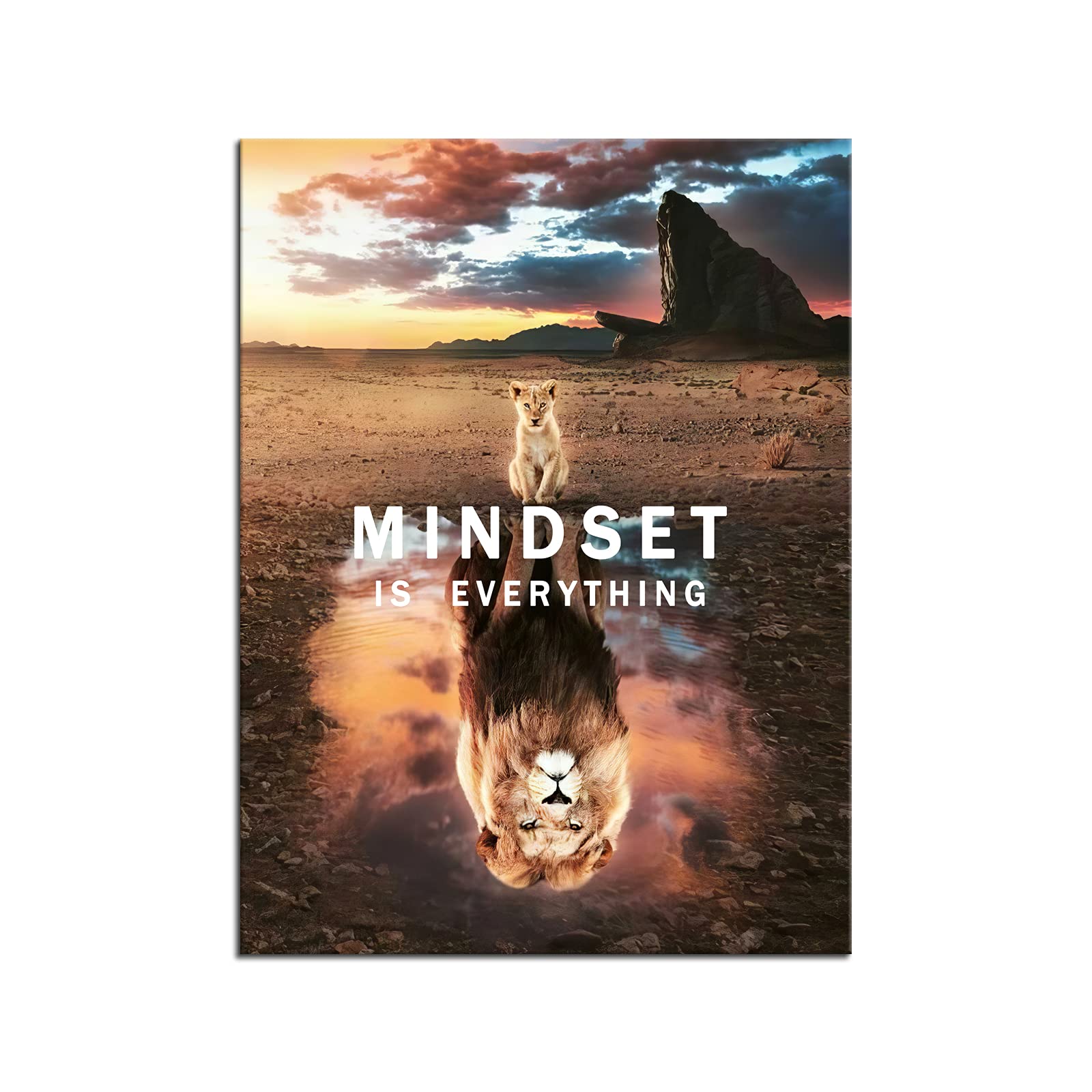 Inspirational Canvas Print Wall Art Mindset Is Everything Lion King Motivational Entrepreneur Motivation Poster Print Artwork Fo