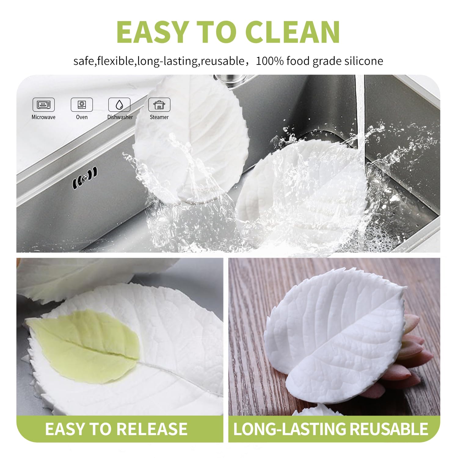 Kalaien Leaf Petal Veiner Gum Paste Mold Sugar Craft Tools Rose Flower Leaf Vein Double Veiners Mold