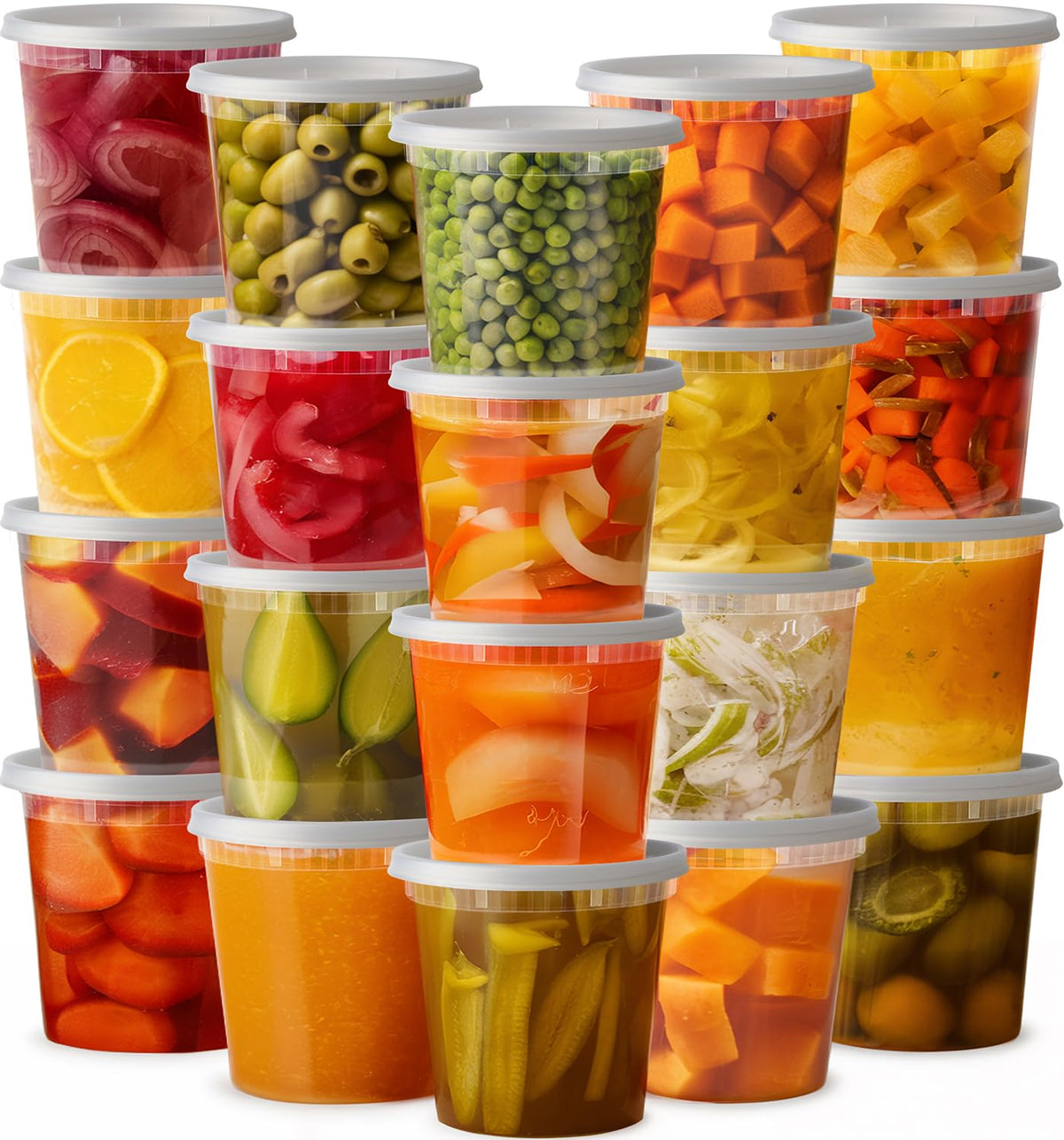 Pantry Value [24 Oz. - 24 Count Plastic Food Storage Deli Containers With Lids, Disposable Containers With Lids - Perfect For St
