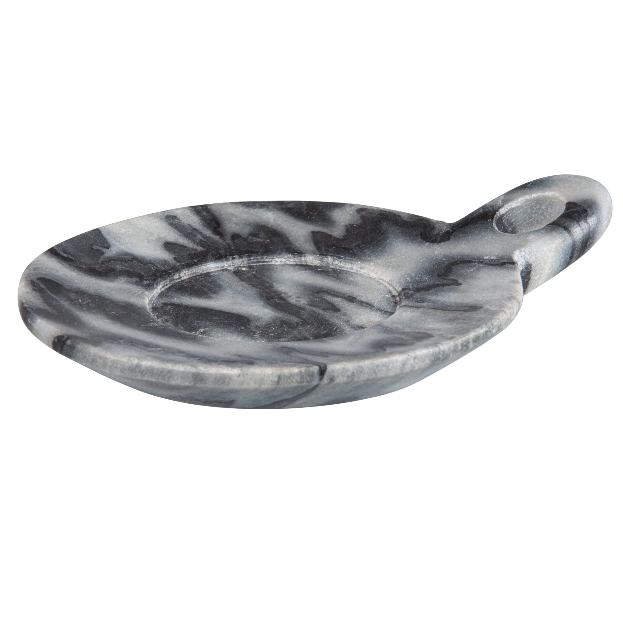 Creative Co-Op Hand-Carved Marble Handle, Grey Dish, 6''