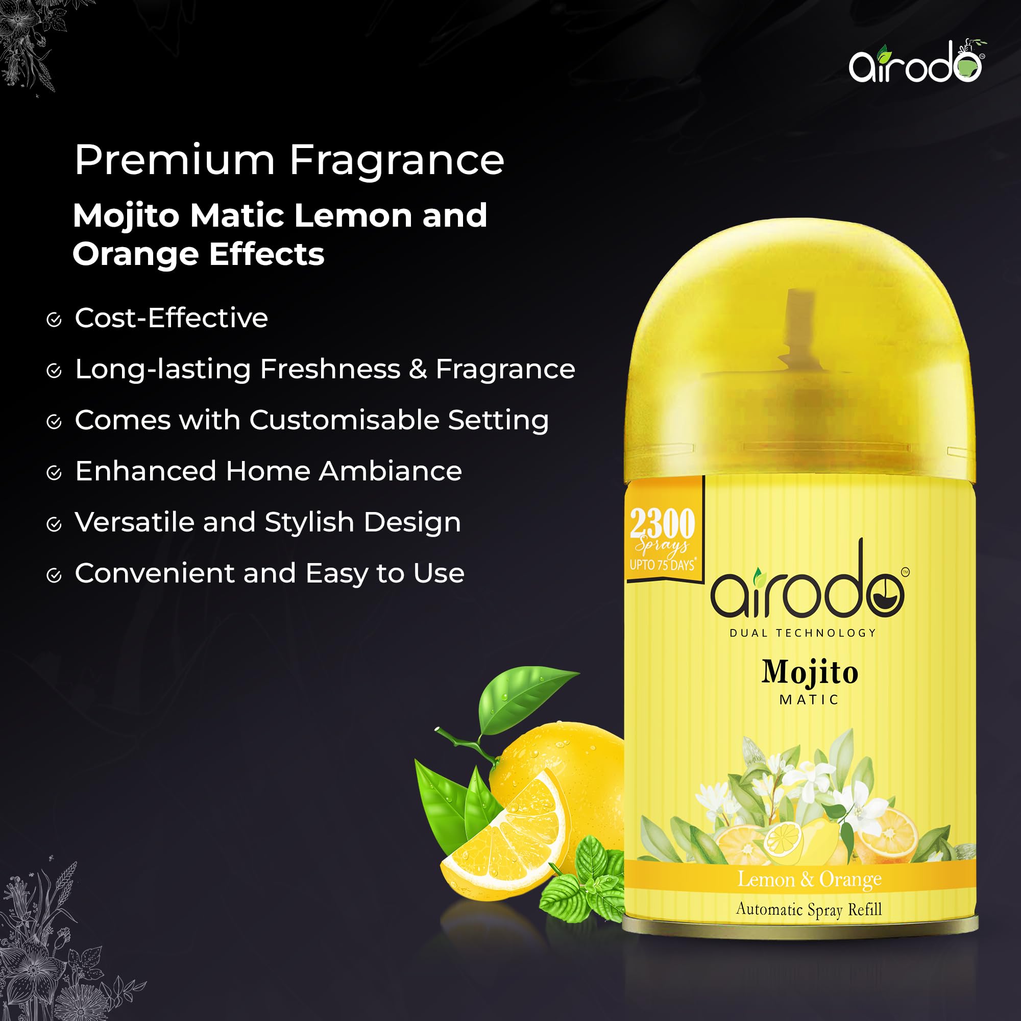 Airodo Automatic Room Fresheners Refill Air Matic Boost Home Fragrance With 2300 Sprays Each Bottle Mix Pack Of 6