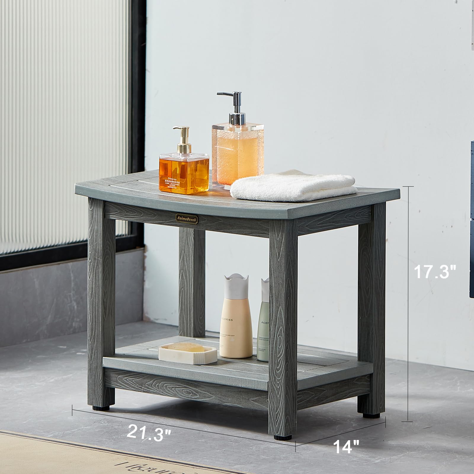 Heavy Duty Shower Bench For Inside Shower Waterproof, Large Hdps Shower Stool For Shaving Legs, Gray Poly Lumber Shower Foot Sto