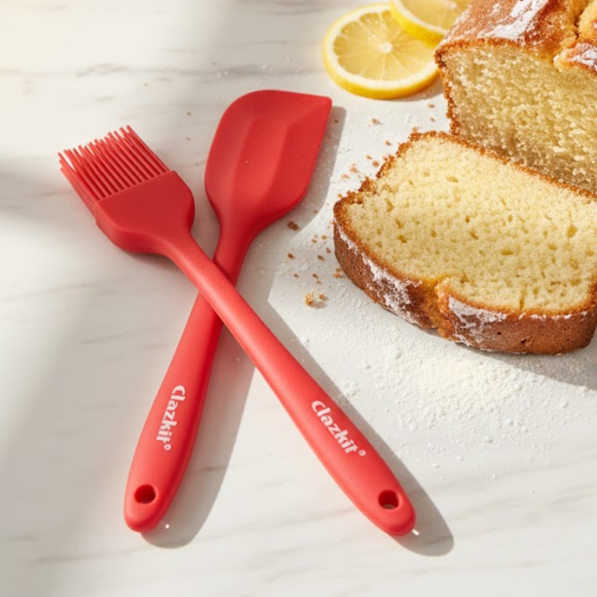Clazkit Oil Brush For Cooking & Non-Stick Silicone Spatula (Set Of 2) Baking & Mixing - Seamless Design, Food-Grade & Bpa-Free, 