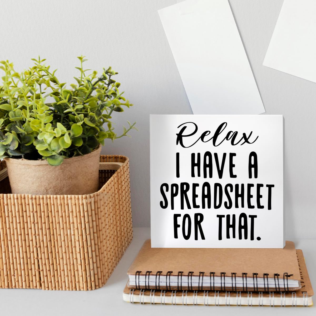Funny Office Desk Decor Wooden Sign, Funny Office Decoration for Work Women Men, Gifts for Coworker Colleague Accountant Finance