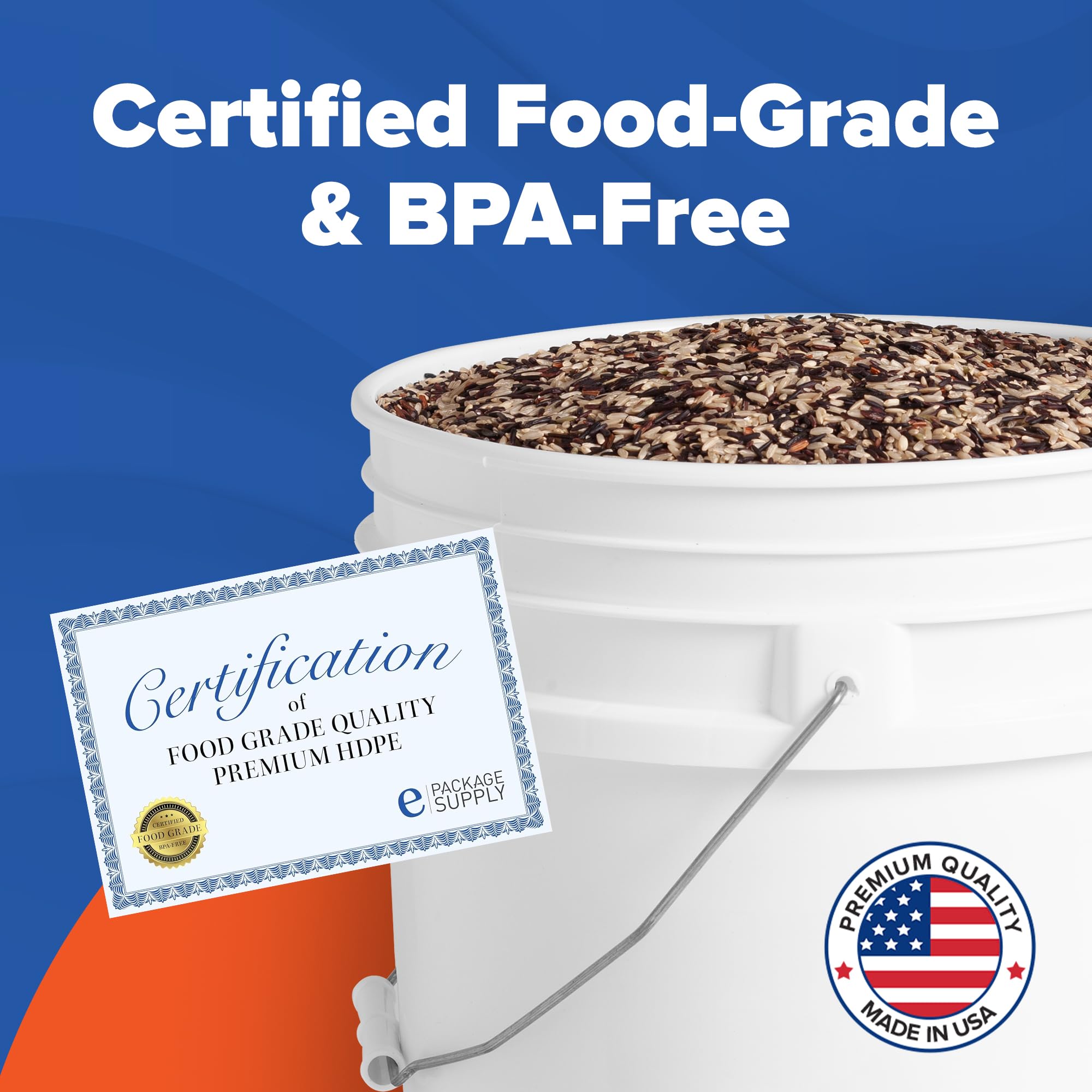 5 Gallon (640 oz) Food Storage Containers with Lids - Freezer and Microwave Safe Storage Containers  Round Plastic Containers with Lid  BPA Free  100 Pack