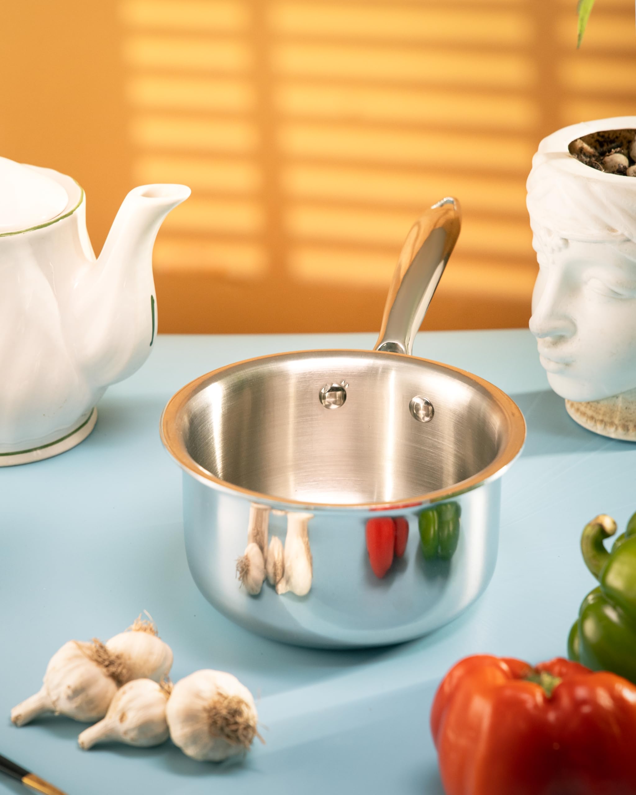 Jaggery | Stainless Steel Sauce Pan | 1.1 Liter | Tea And Milk Pan | Heavy Gauge Cookware | Induction And Gas Stove Compatible |