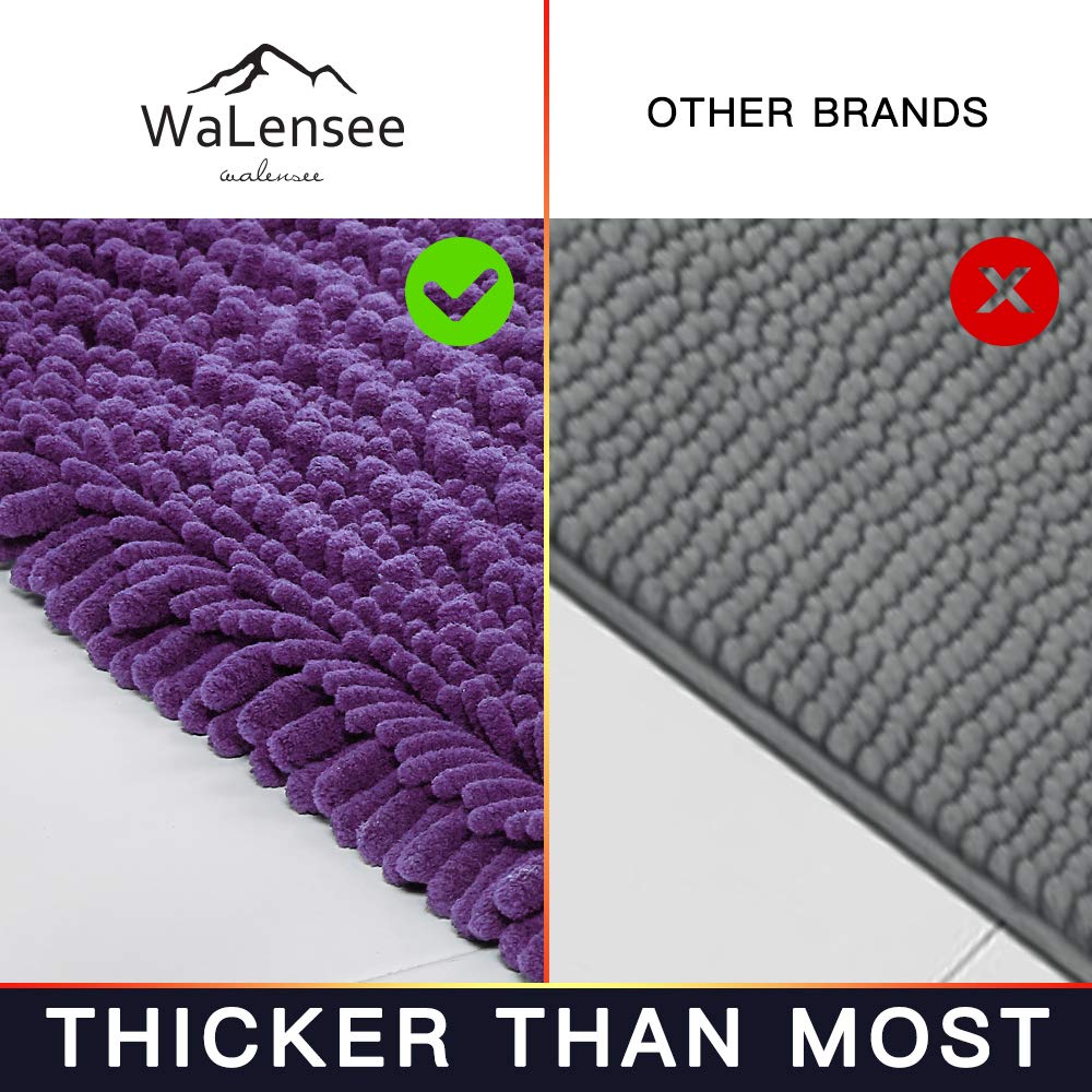 Walensee Bathroom Rug Non Slip Bath Mat (24X17 Inch Lavender) Water Absorbent Super Soft Shaggy Chenille Machine Washable Dry Ex