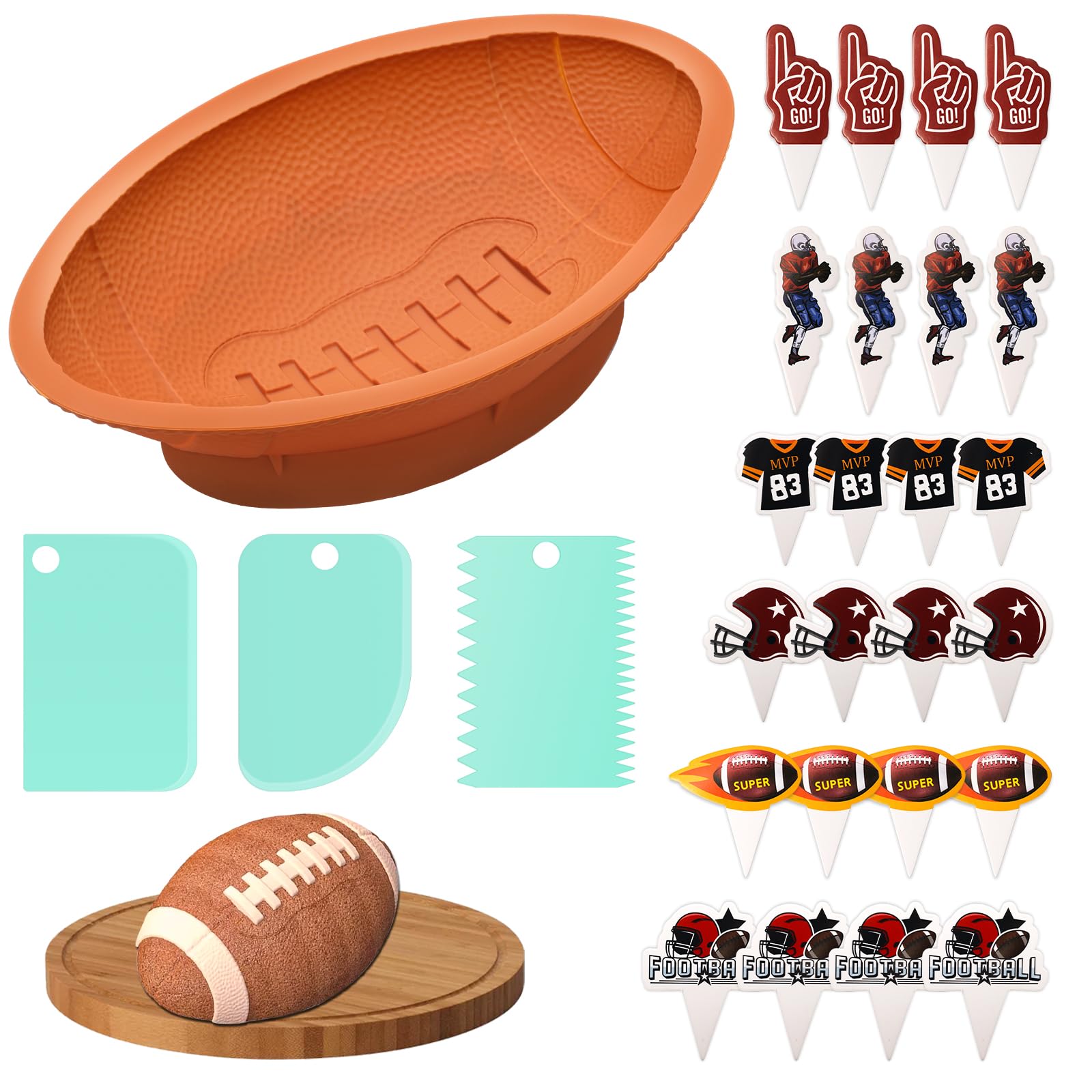 Coldairsoap Football Cake Pan, 12 Inch Football Shaped Silicone Cake Mold