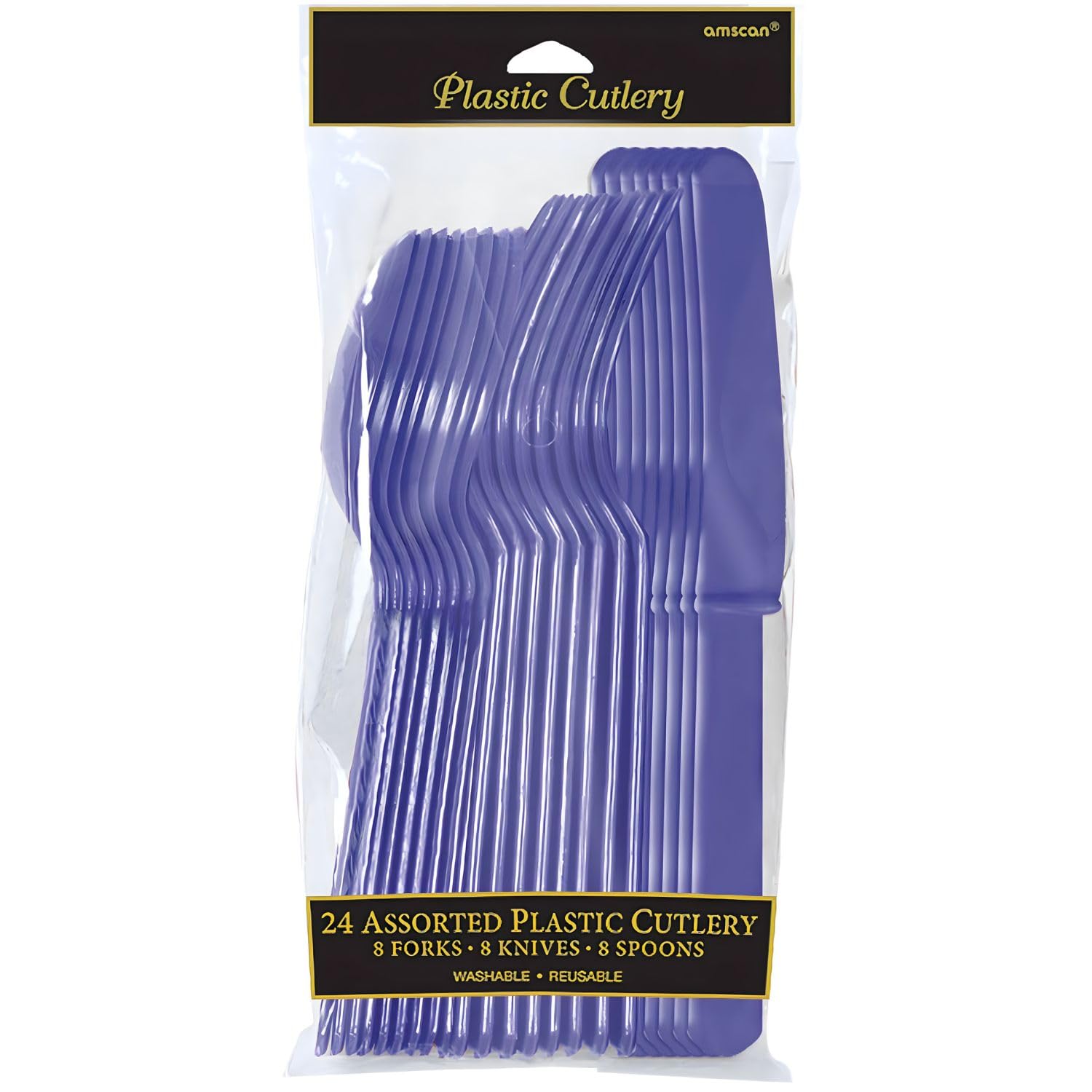 Assorted New Purple Plastic Cutlery (Pack Of 24) - Elegant, Durable & Disposable Party Supplies For Every Occasion