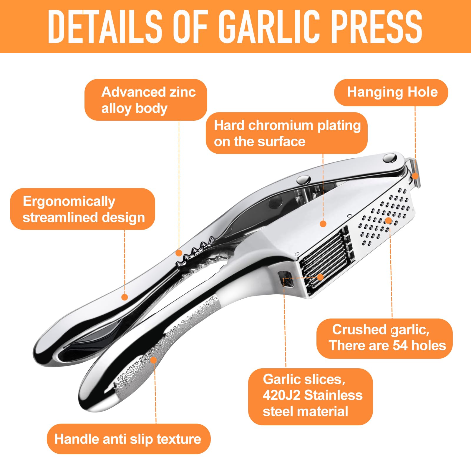 Garlic Press And Slicer 2 In 1,Effortlessly Crush, Slice, And Mince Garlic,With This Versatile Kitchen Tool - Perfect For Home C