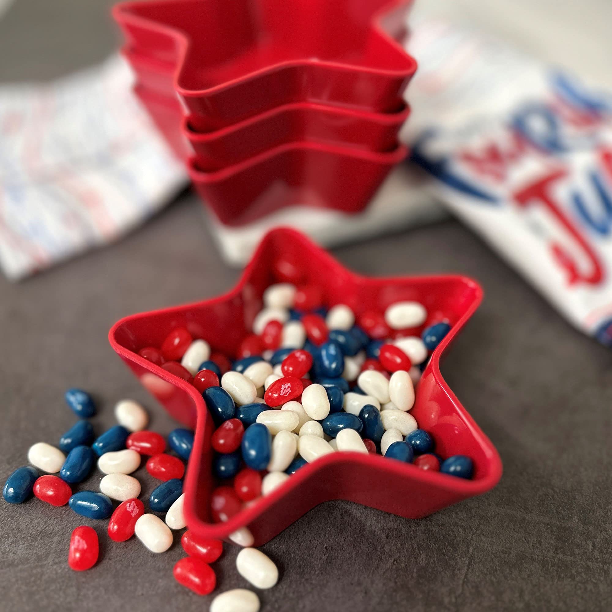 Supreme Housewares 4-Piece Patriotic Star Shaped Bowl Melamine Small Serving Bowl For Dessert, Snack, Ice Cream, Nuts Or Fruit,