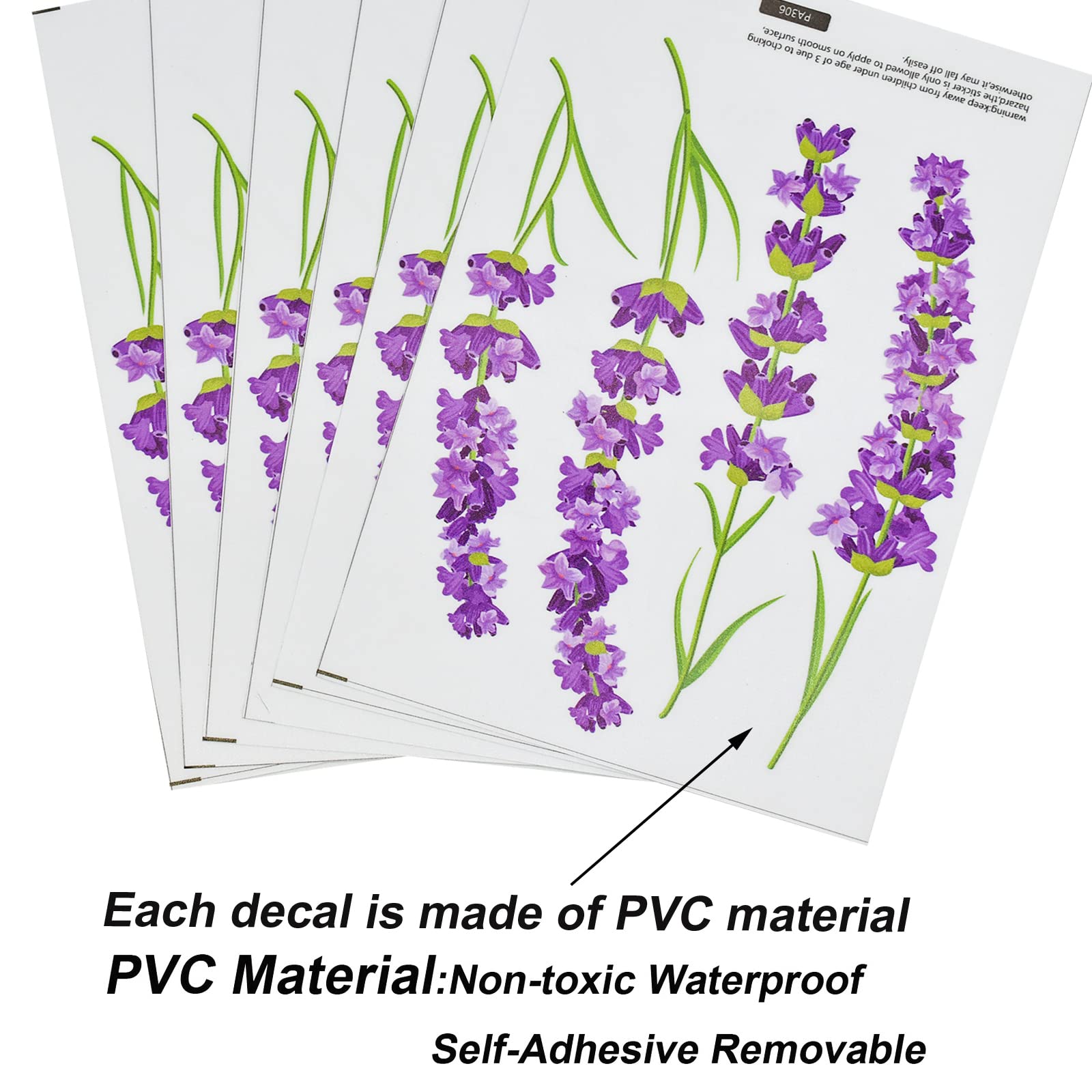 Maydahui 6 Sheets Lavender Flowers Wall Decals Garden Purple Floral Wall Corner Stickers(7.25 X 54 Inch) Peel Stick Removable Ar